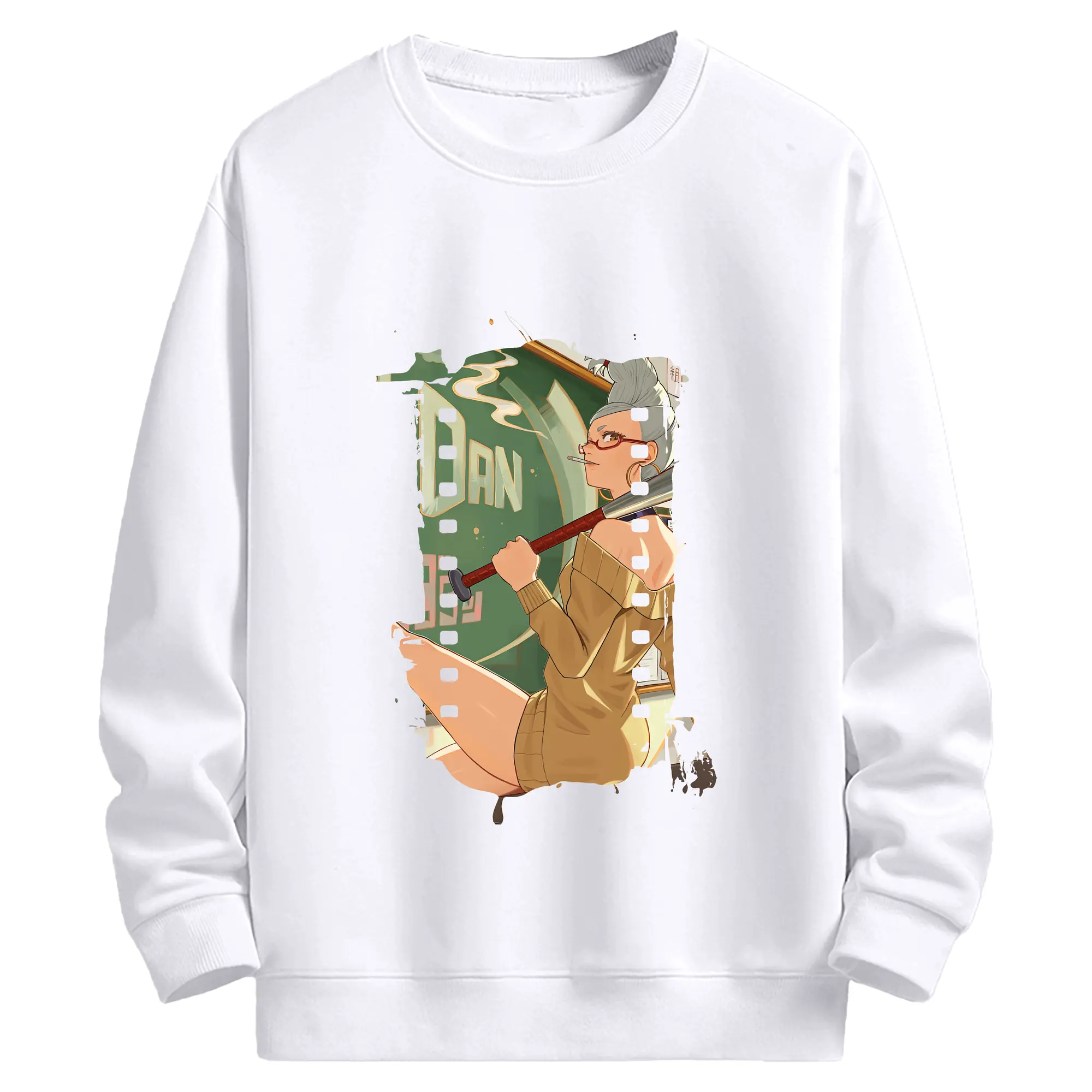 ダンダダン グッズ,綾瀬星子 - 高品質 クルーネック スウェット ・ コットン59％ ポリエステル41％ ・ ユニセックス 長袖 トレーナー ・ カジュアル デイリー スポーツ 散歩用