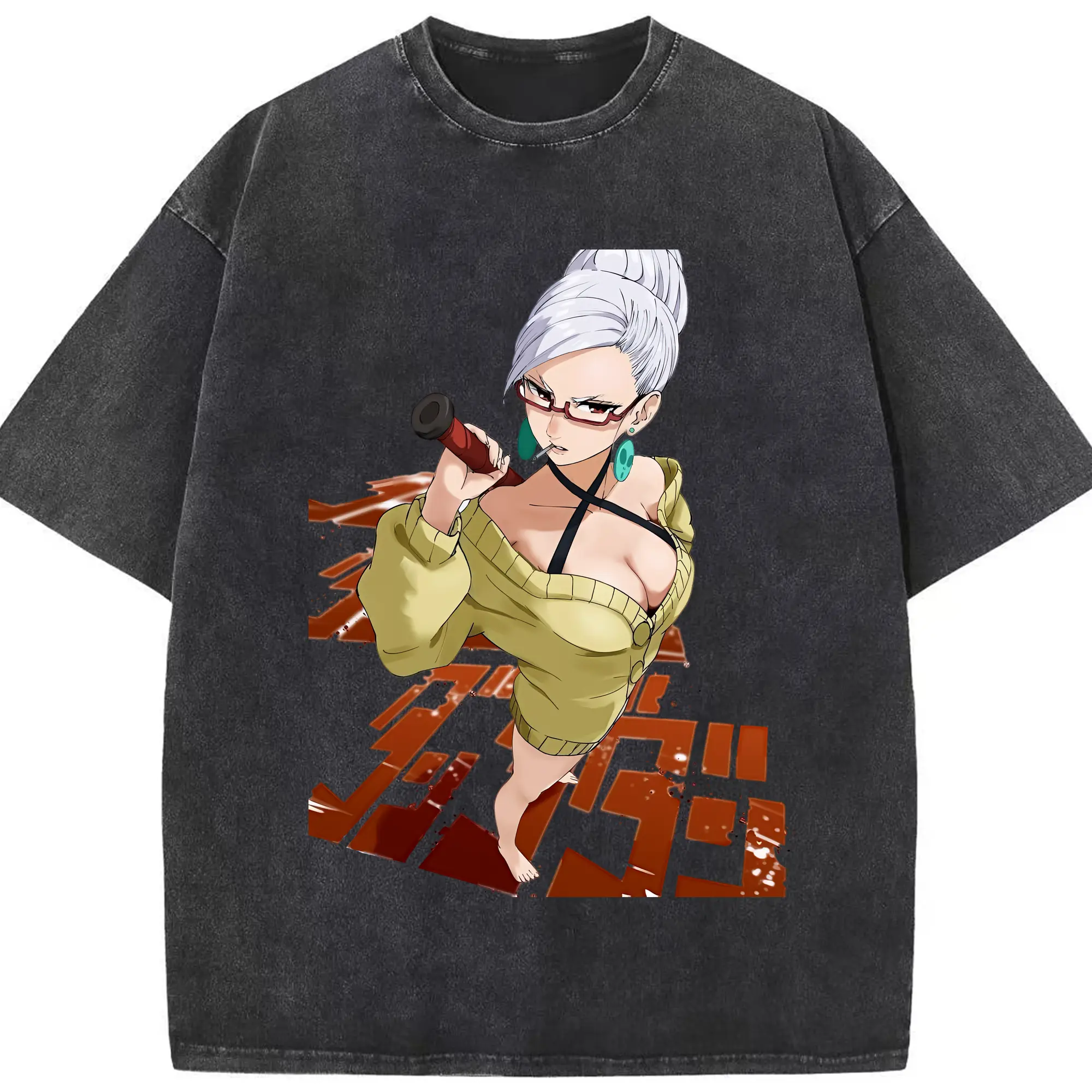 ダンダダン グッズ,綾瀬星子 - 綿100％ ヴィンテージ風 半袖Tシャツ ・ フロントプリント ・ 柔らか肌触り ・ 通気性 快適 ・ スポーツ カジュアル 外出用