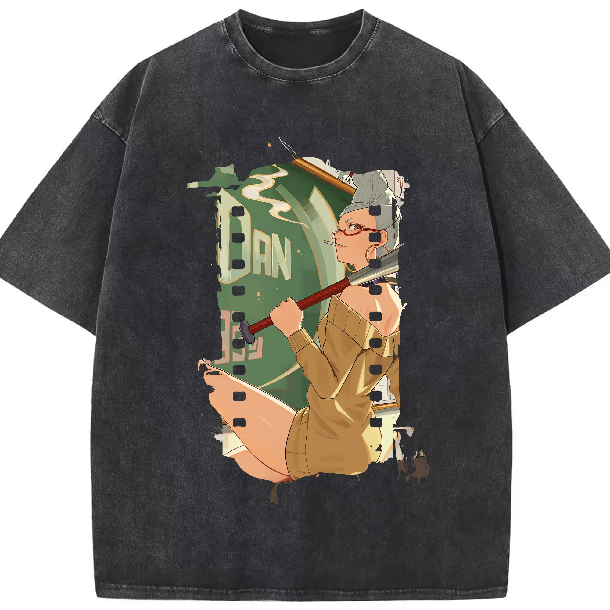 ダンダダン グッズ,綾瀬星子 - 綿100％ ヴィンテージ風 半袖Tシャツ ・ フロントプリント ・ 柔らか肌触り ・ 通気性 快適 ・ スポーツ カジュアル 外出用