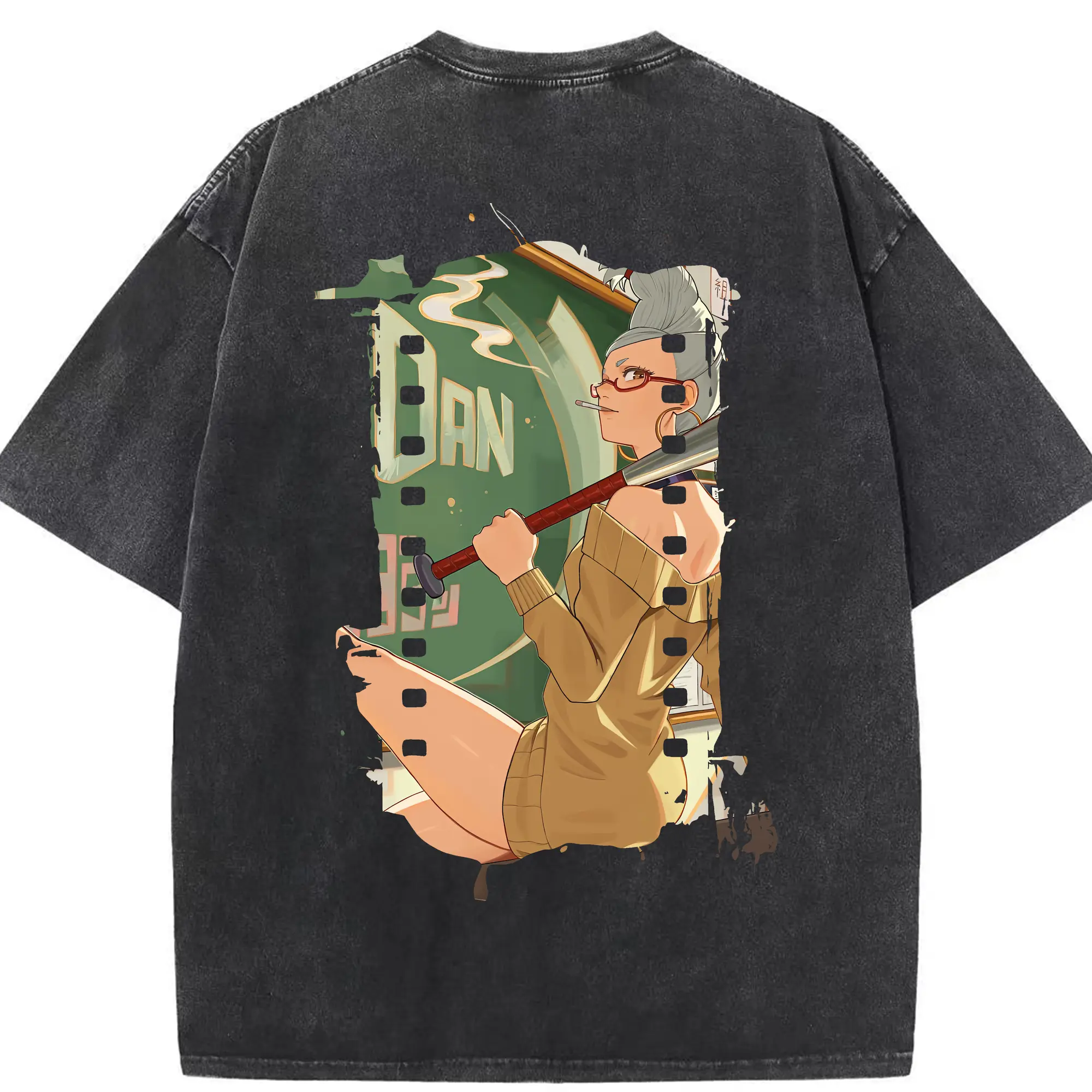 ダンダダン グッズ,綾瀬星子 - 綿100％ ヴィンテージ風 半袖Tシャツ ・ 背面プリント ・ 柔らか肌触り ・ 通気性 快適 ・ スポーツ カジュアル 外出用