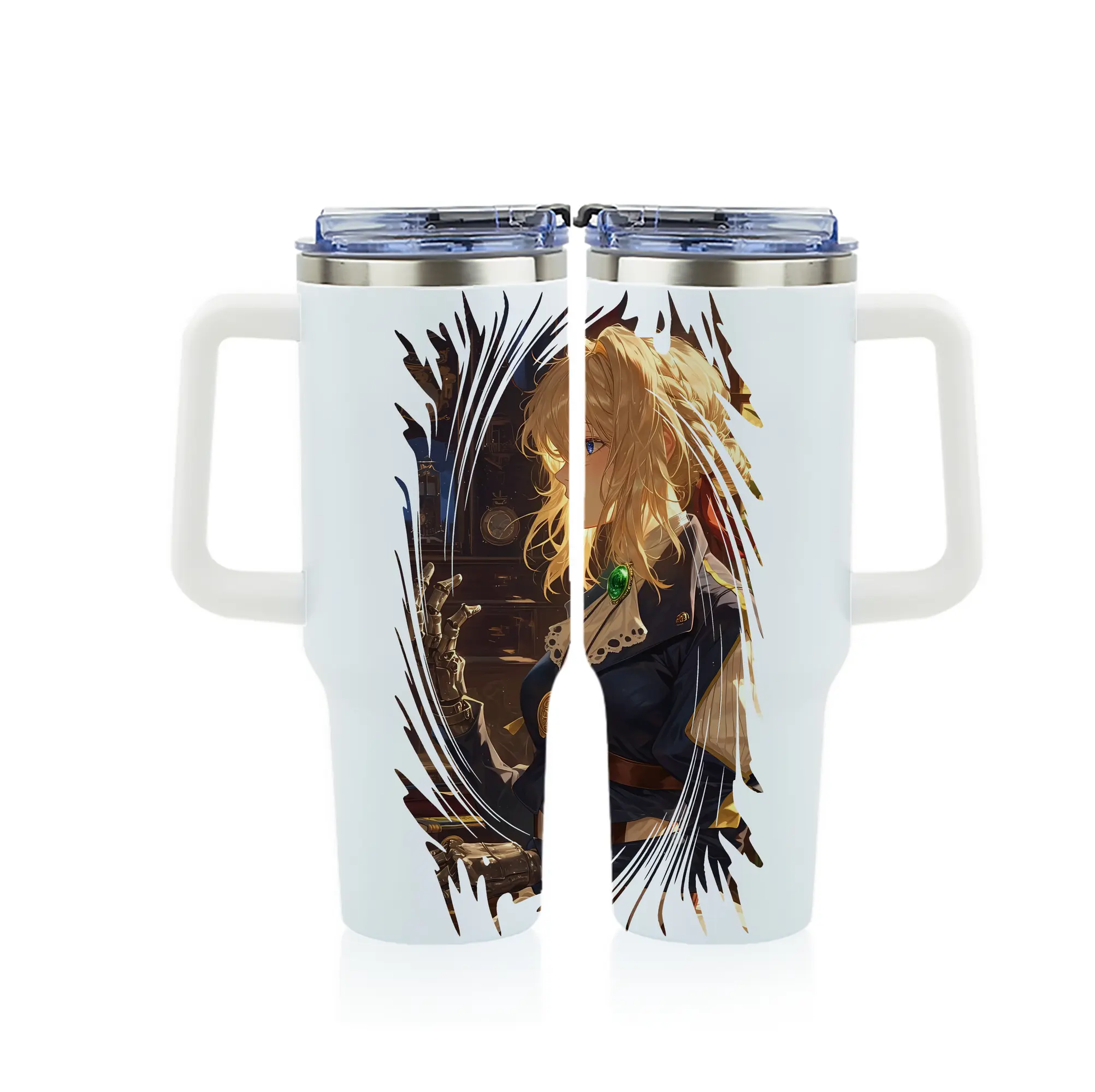 ヴァイオレット・エヴァーガーデン グッズ,ヴァイオレット・エヴァーガーデン - 1200mL フルプリント車用タンブラー ・ 304ステンレス 内側 ・ 201ステンレス 外側 ・ 保温 保冷 ・ 通勤 ドライブ アウトドア用