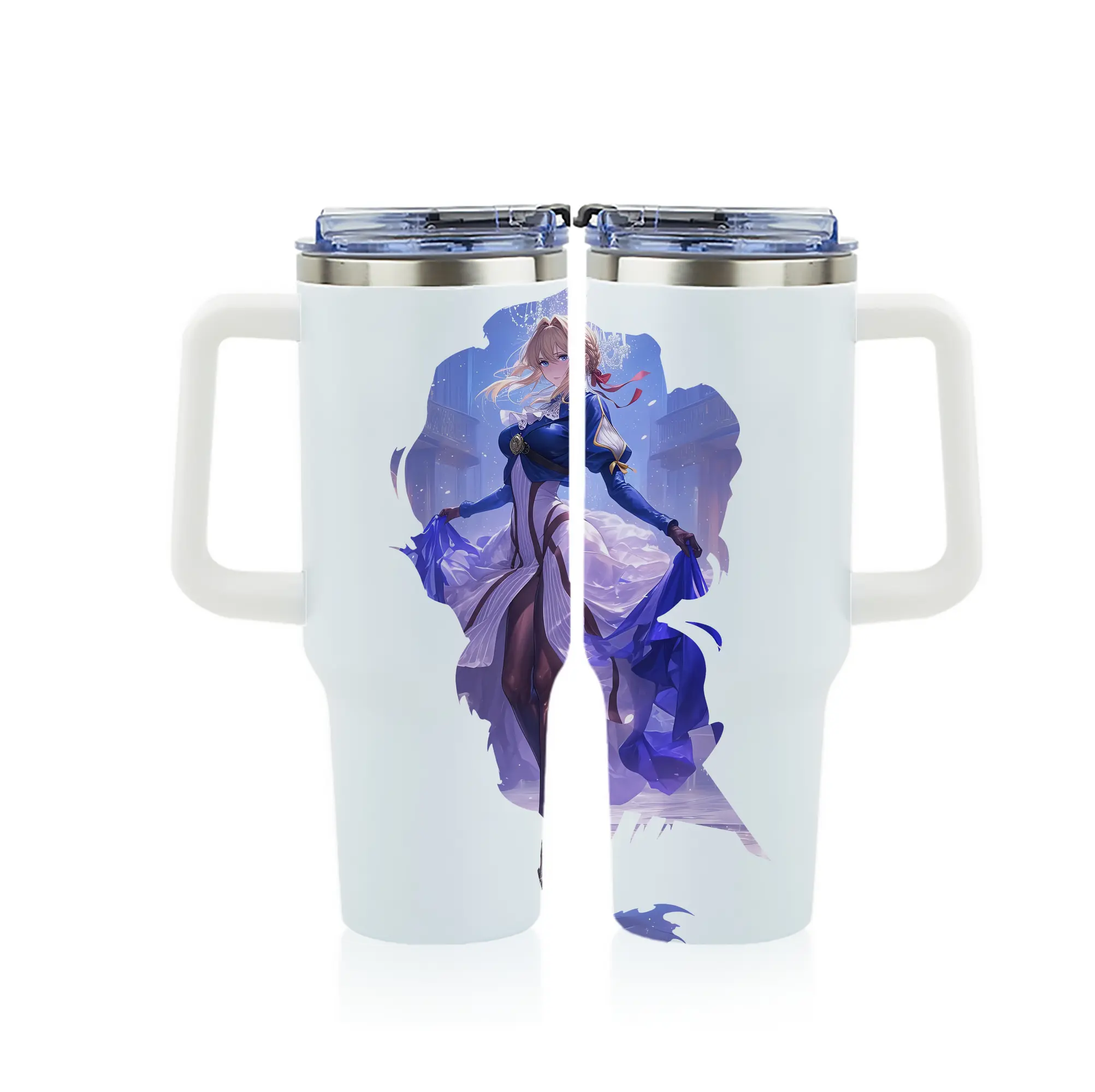 ヴァイオレット・エヴァーガーデン グッズ,ヴァイオレット・エヴァーガーデン - 1200mL フルプリント車用タンブラー ・ 304ステンレス 内側 ・ 201ステンレス 外側 ・ 保温 保冷 ・ 通勤 ドライブ アウトドア用