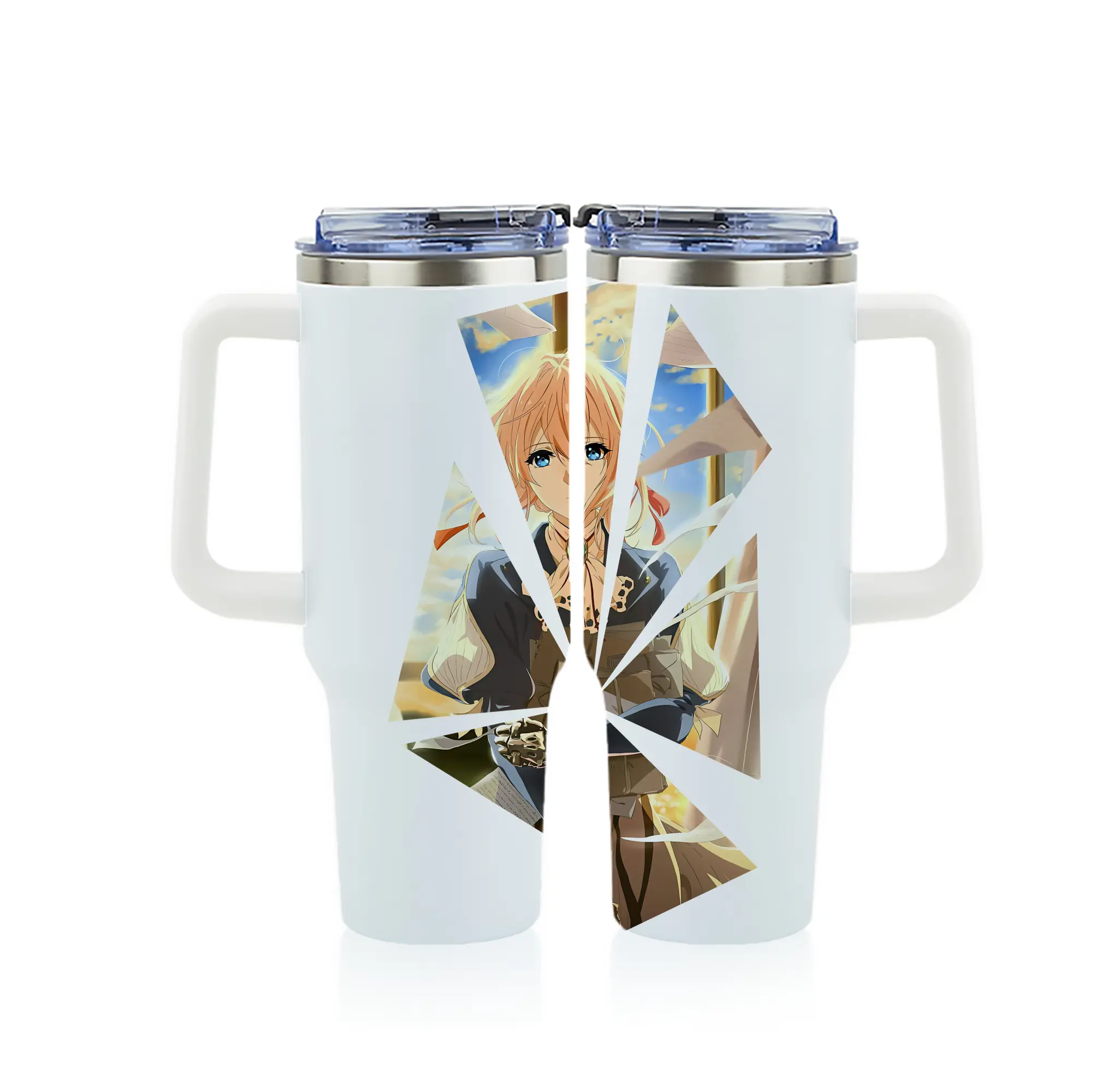 ヴァイオレット・エヴァーガーデン グッズ,ヴァイオレット・エヴァーガーデン - 1200mL フルプリント車用タンブラー ・ 304ステンレス 内側 ・ 201ステンレス 外側 ・ 保温 保冷 ・ 通勤 ドライブ アウトドア用