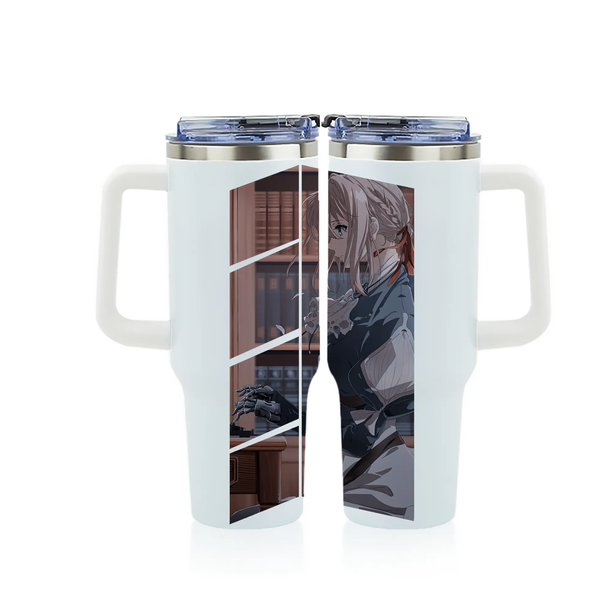 ヴァイオレット・エヴァーガーデン グッズ,ヴァイオレット・エヴァーガーデン - 1200mL フルプリント車用タンブラー ・ 304ステンレス 内側 ・ 201ステンレス 外側 ・ 保温 保冷 ・ 通勤 ドライブ アウトドア用