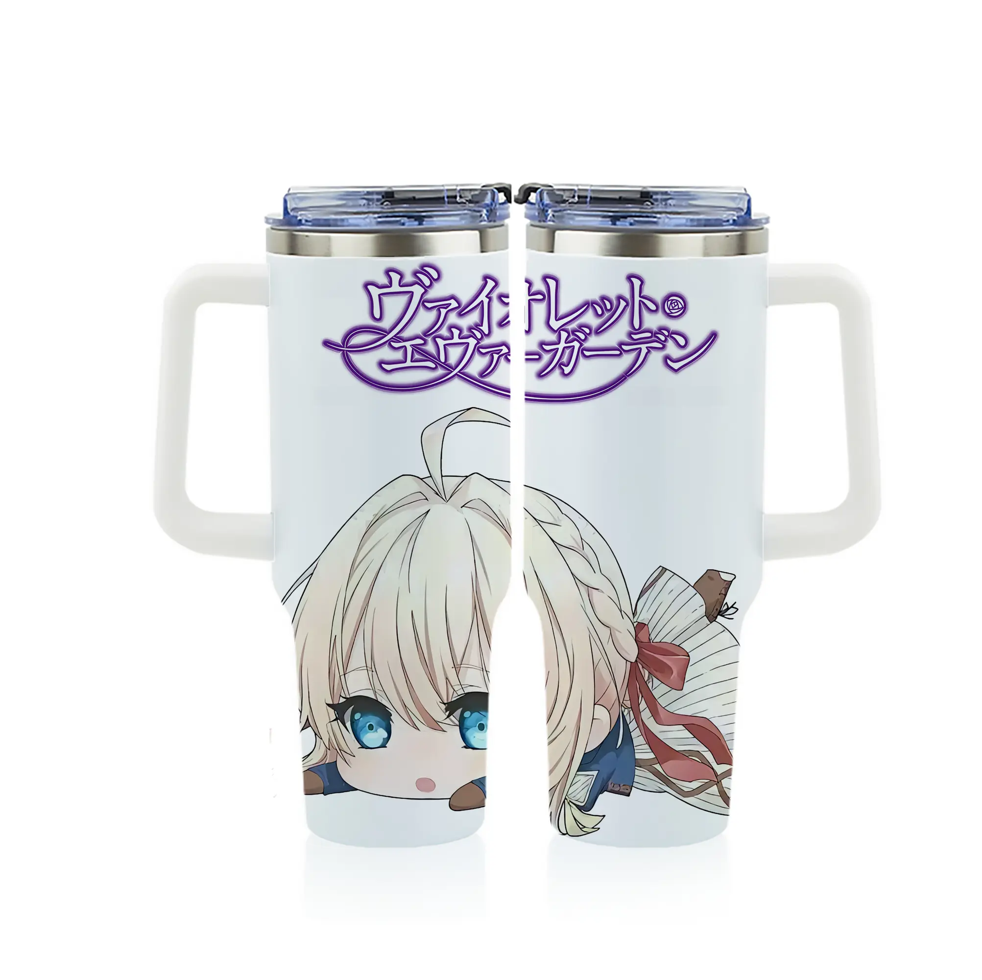 ヴァイオレット・エヴァーガーデン グッズ,ヴァイオレット・エヴァーガーデン - 1200mL フルプリント車用タンブラー ・ 304ステンレス 内側 ・ 201ステンレス 外側 ・ 保温 保冷 ・ 通勤 ドライブ アウトドア用