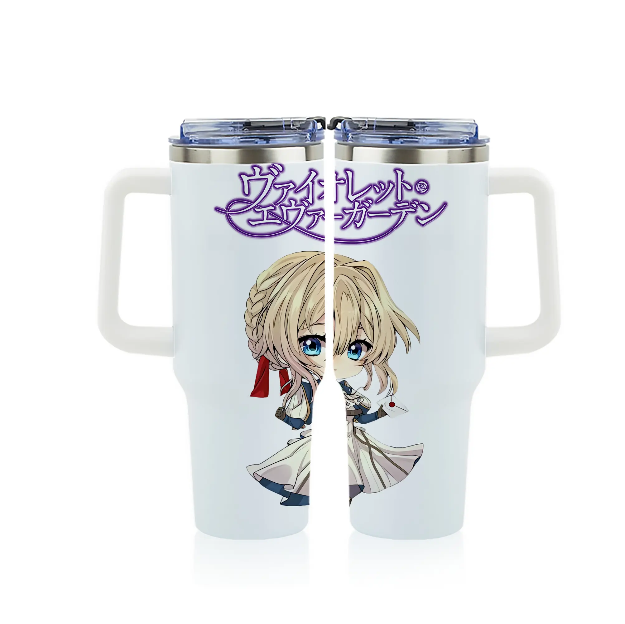 ヴァイオレット・エヴァーガーデン グッズ,ヴァイオレット・エヴァーガーデン - 1200mL フルプリント車用タンブラー ・ 304ステンレス 内側 ・ 201ステンレス 外側 ・ 保温 保冷 ・ 通勤 ドライブ アウトドア用