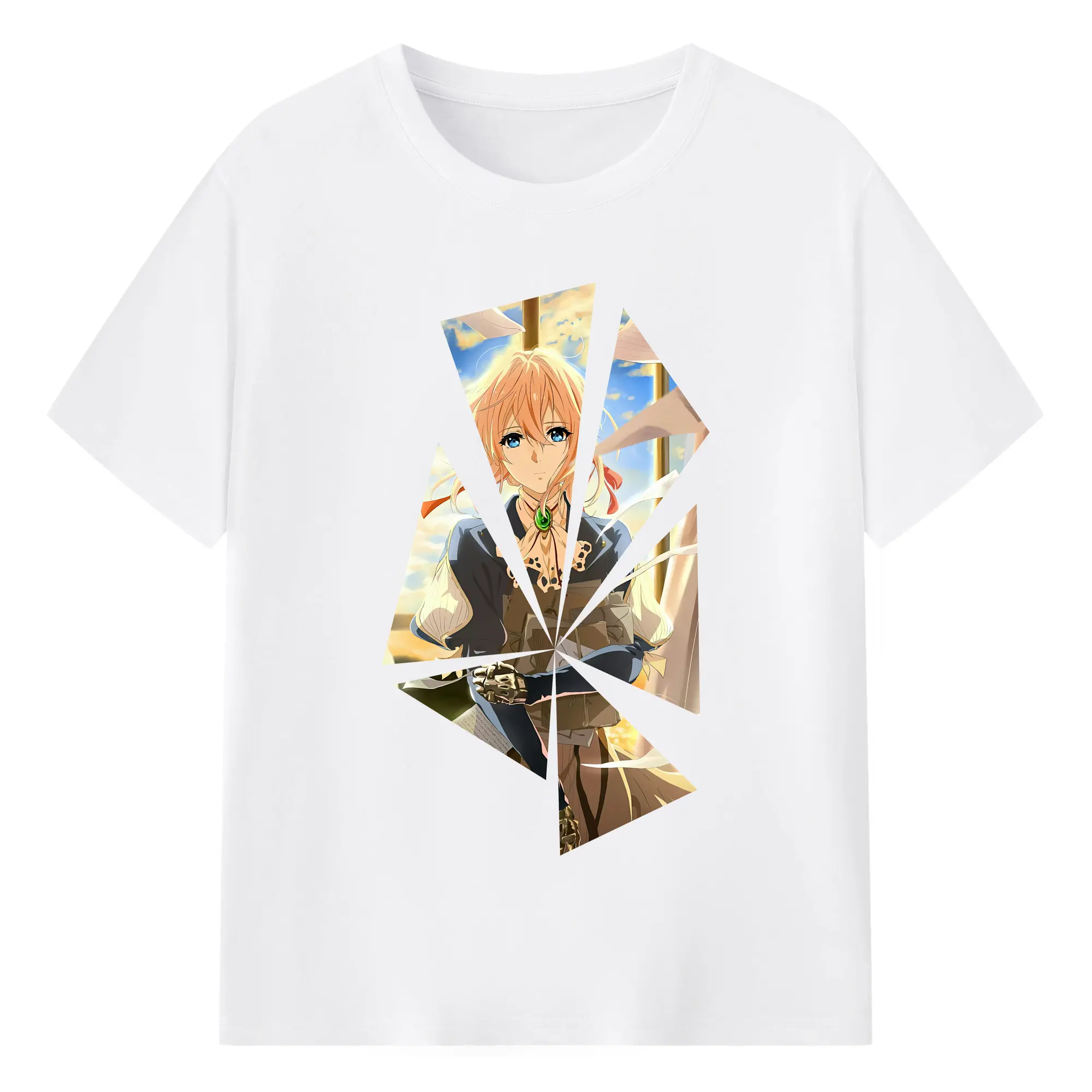 ヴァイオレット・エヴァーガーデン グッズ,ヴァイオレット・エヴァーガーデン - 綿100％ 半袖Tシャツ ・ フロントプリント ・ 快適 通気性 ・ 日常使い 散歩 スポーツ用