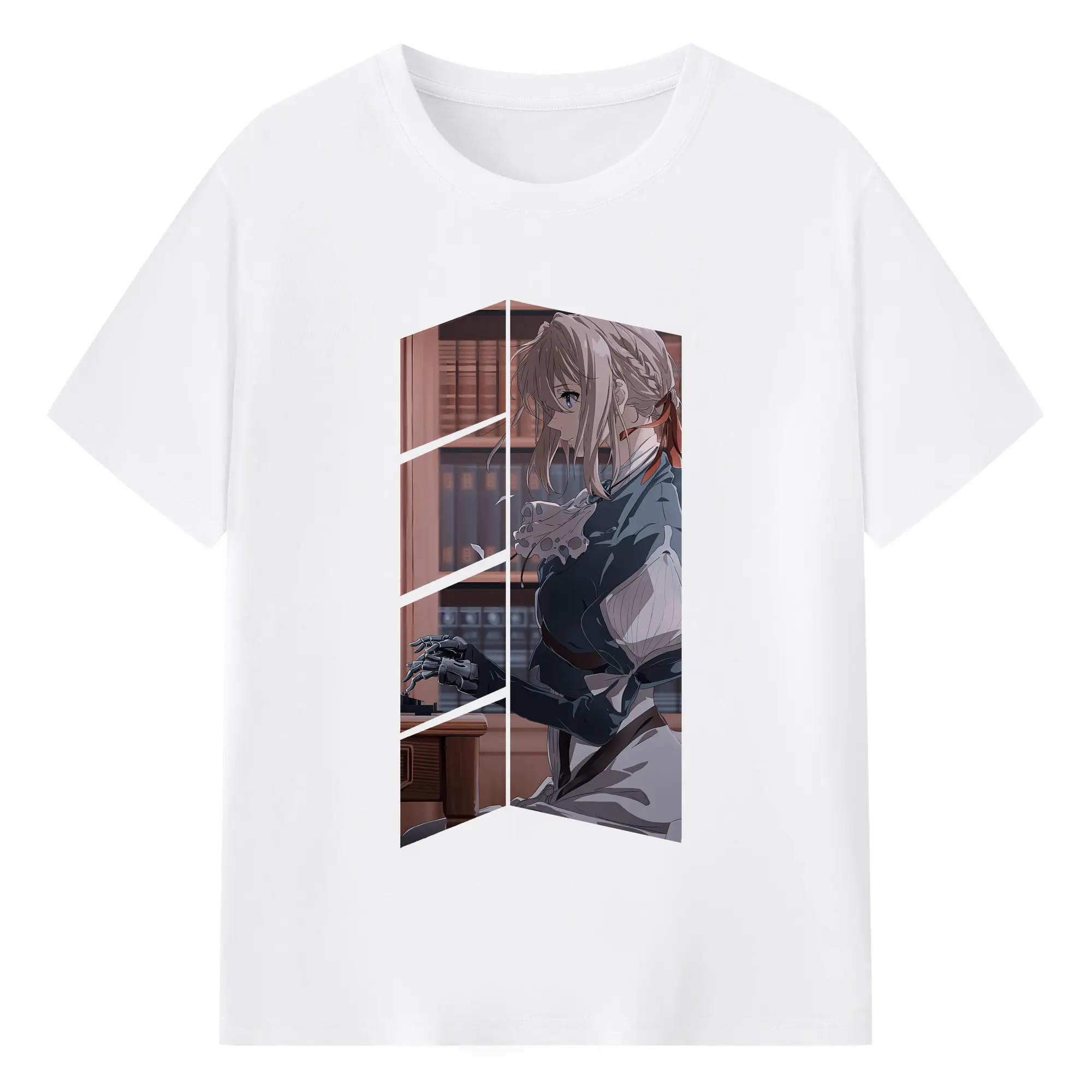 ヴァイオレット・エヴァーガーデン グッズ,ヴァイオレット・エヴァーガーデン - 綿100％ 半袖Tシャツ ・ フロントプリント ・ 快適 通気性 ・ 日常使い 散歩 スポーツ用