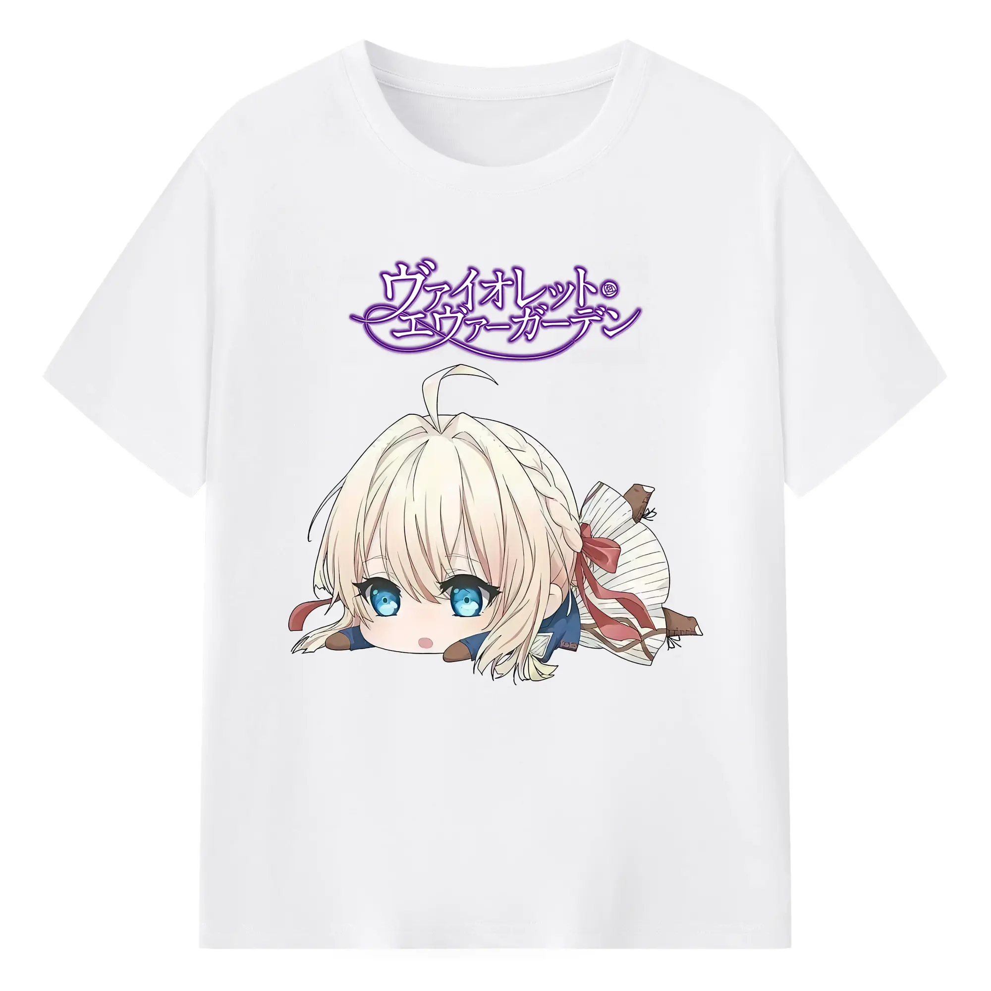 ヴァイオレット・エヴァーガーデン グッズ,ヴァイオレット・エヴァーガーデン - 綿100％ 半袖Tシャツ ・ フロントプリント ・ 快適 通気性 ・ 日常使い 散歩 スポーツ用