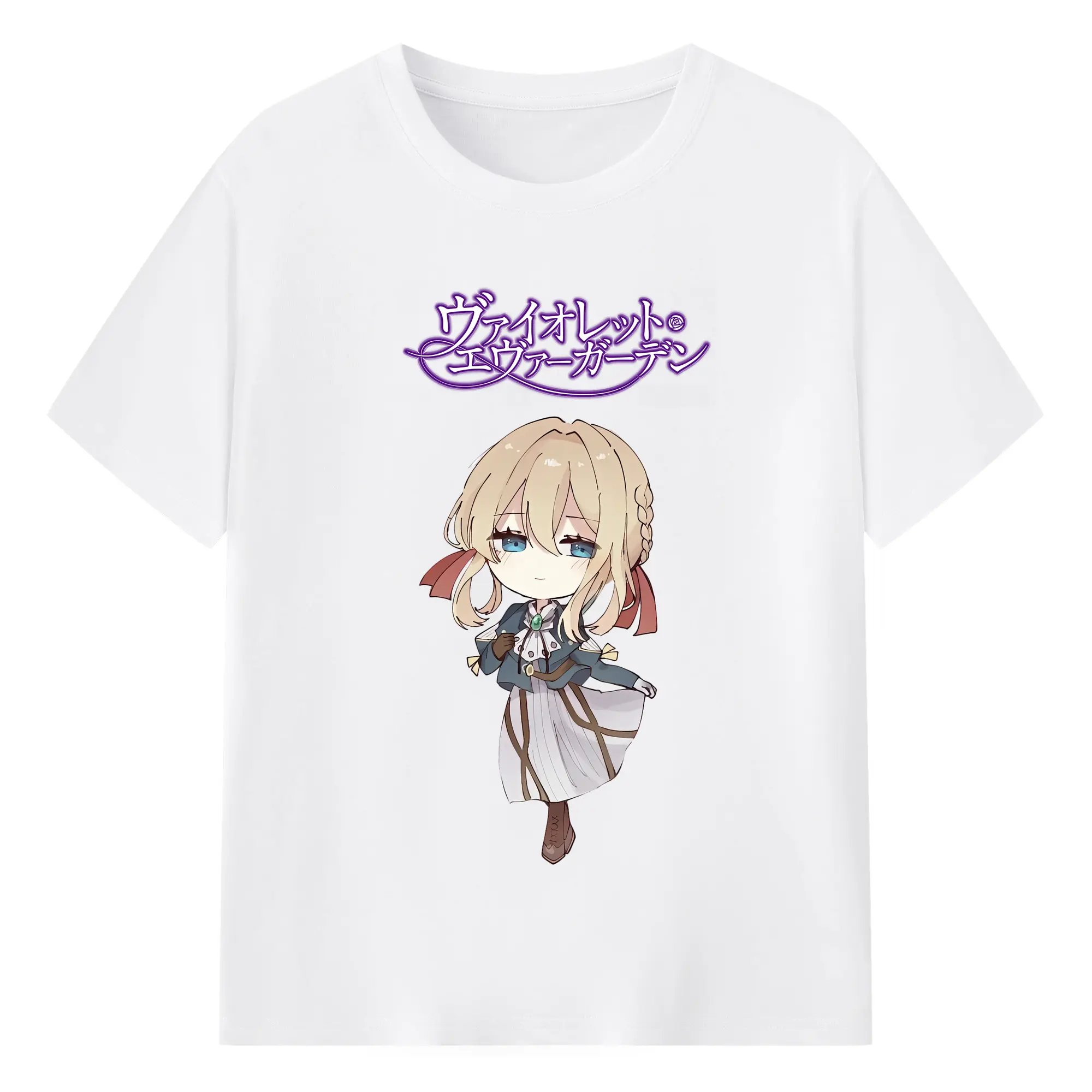 ヴァイオレット・エヴァーガーデン グッズ,ヴァイオレット・エヴァーガーデン - 綿100％ 半袖Tシャツ ・ フロントプリント ・ 快適 通気性 ・ 日常使い 散歩 スポーツ用