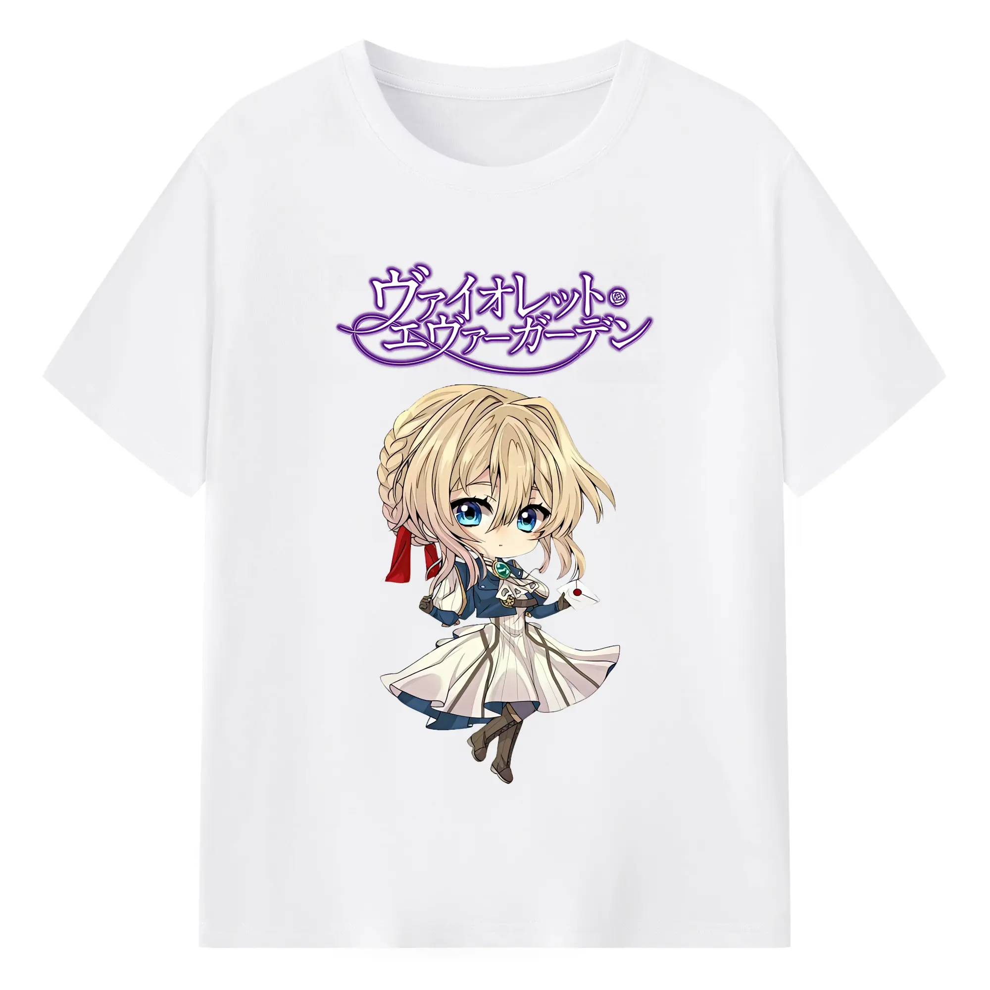 ヴァイオレット・エヴァーガーデン グッズ,ヴァイオレット・エヴァーガーデン - 綿100％ 半袖Tシャツ ・ フロントプリント ・ 快適 通気性 ・ 日常使い 散歩 スポーツ用