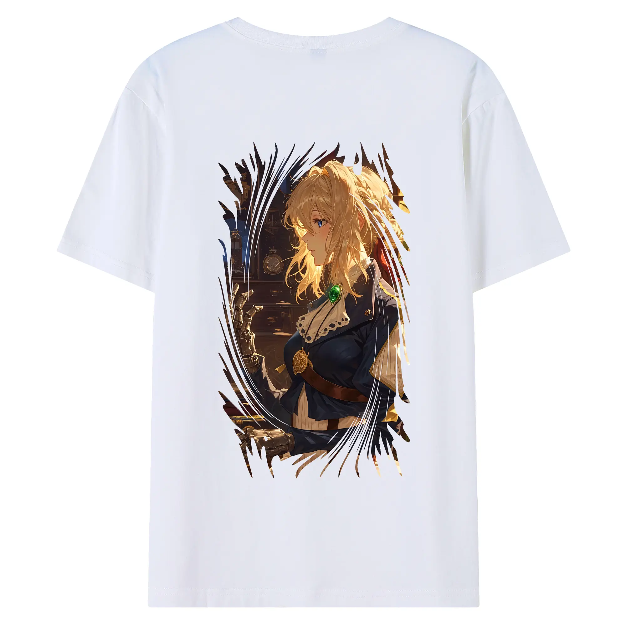 ヴァイオレット・エヴァーガーデン グッズ,ヴァイオレット・エヴァーガーデン - 綿100％ 半袖Tシャツ ・ バックプリント ・ 快適 通気性 ・ 日常使い 散歩 スポーツ用