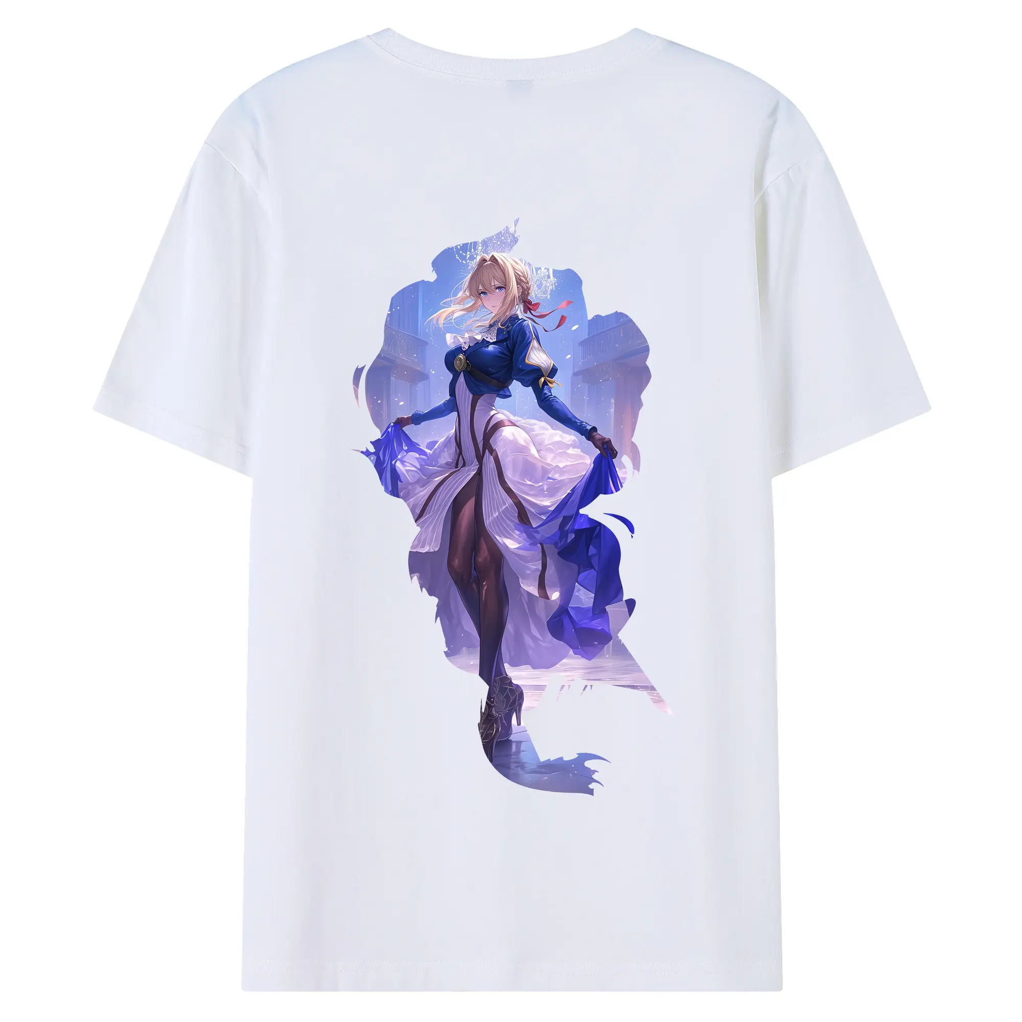 ヴァイオレット・エヴァーガーデン グッズ,ヴァイオレット・エヴァーガーデン - 綿100％ 半袖Tシャツ ・ バックプリント ・ 快適 通気性 ・ 日常使い 散歩 スポーツ用