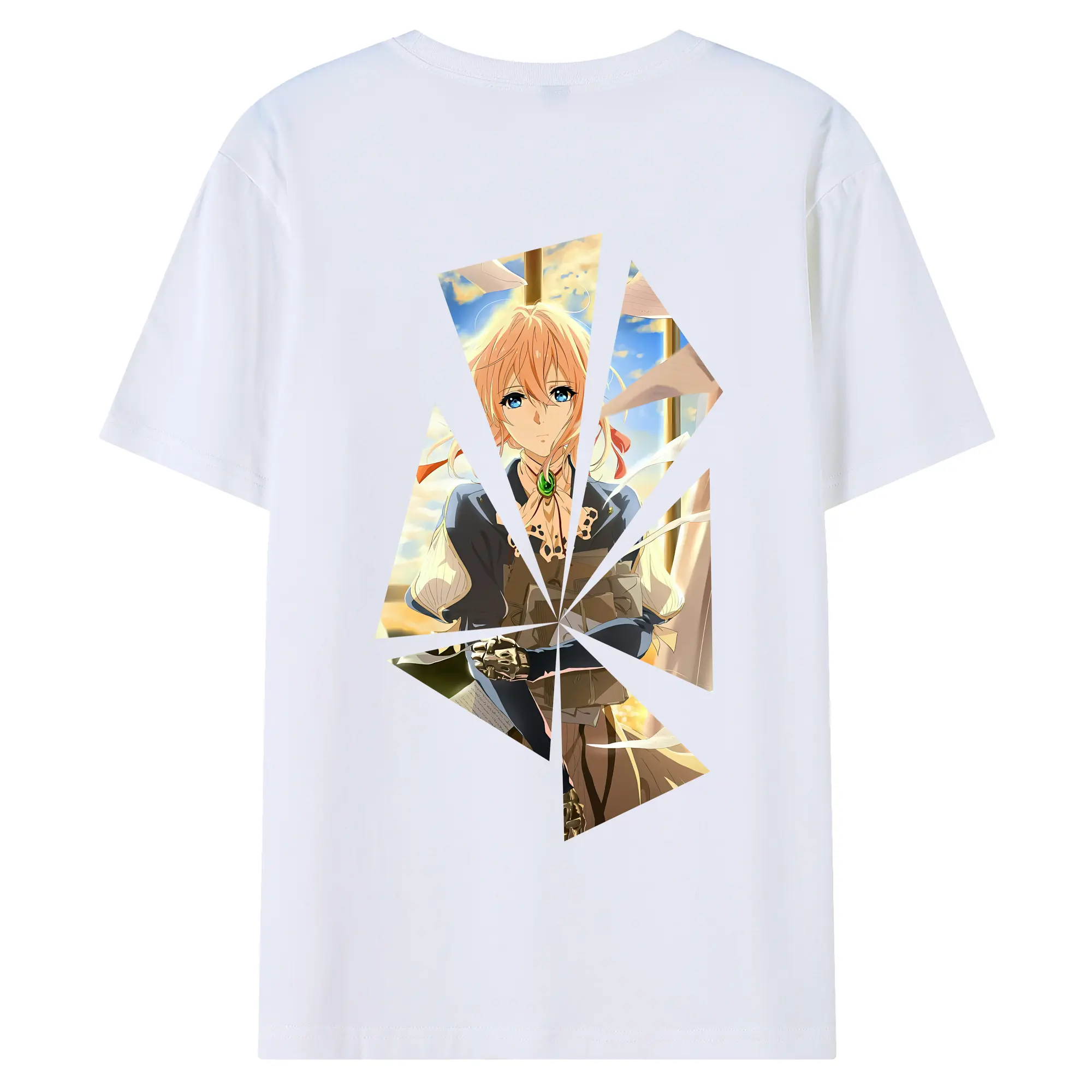 ヴァイオレット・エヴァーガーデン グッズ,ヴァイオレット・エヴァーガーデン - 綿100％ 半袖Tシャツ ・ バックプリント ・ 快適 通気性 ・ 日常使い 散歩 スポーツ用