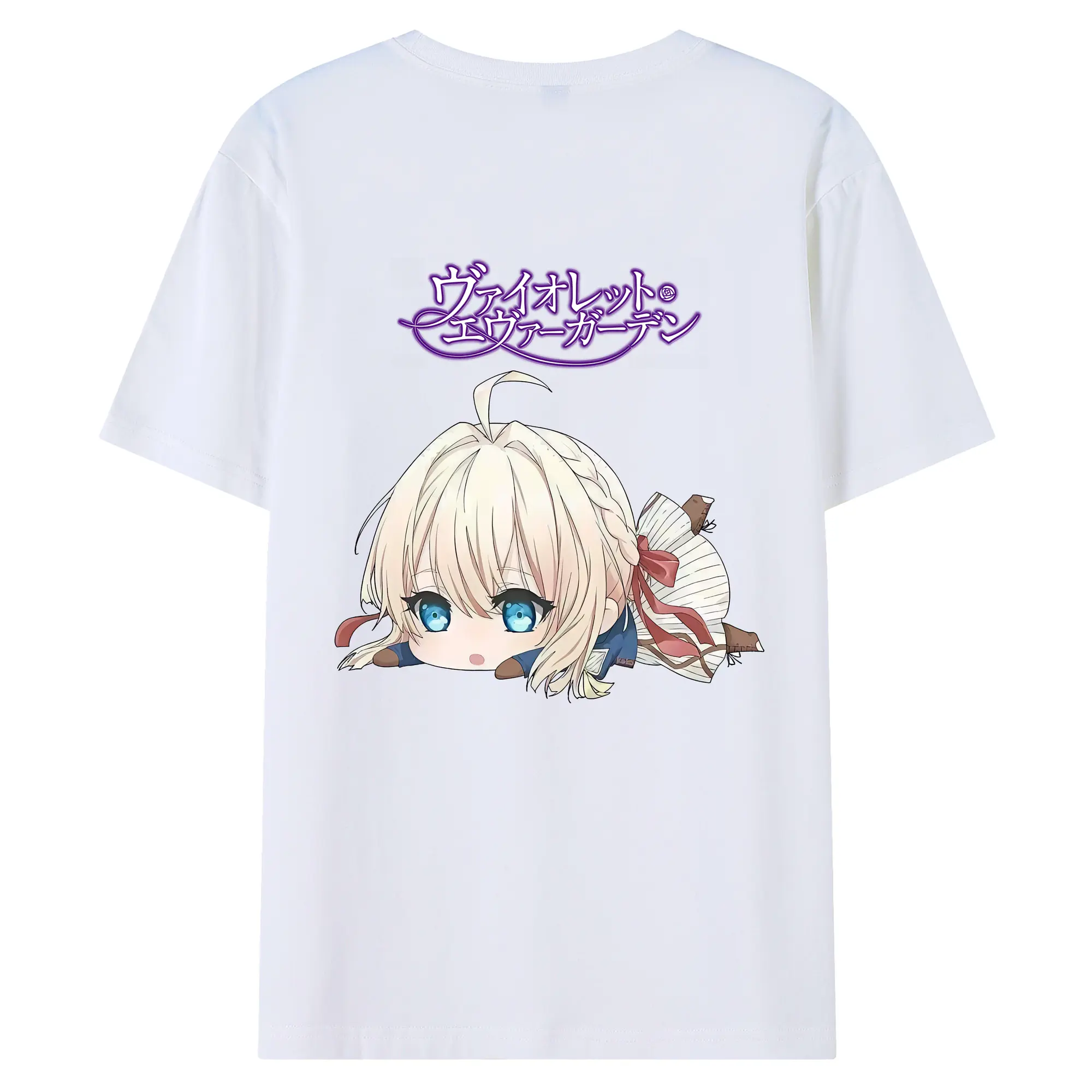 ヴァイオレット・エヴァーガーデン グッズ,ヴァイオレット・エヴァーガーデン - 綿100％ 半袖Tシャツ ・ バックプリント ・ 快適 通気性 ・ 日常使い 散歩 スポーツ用