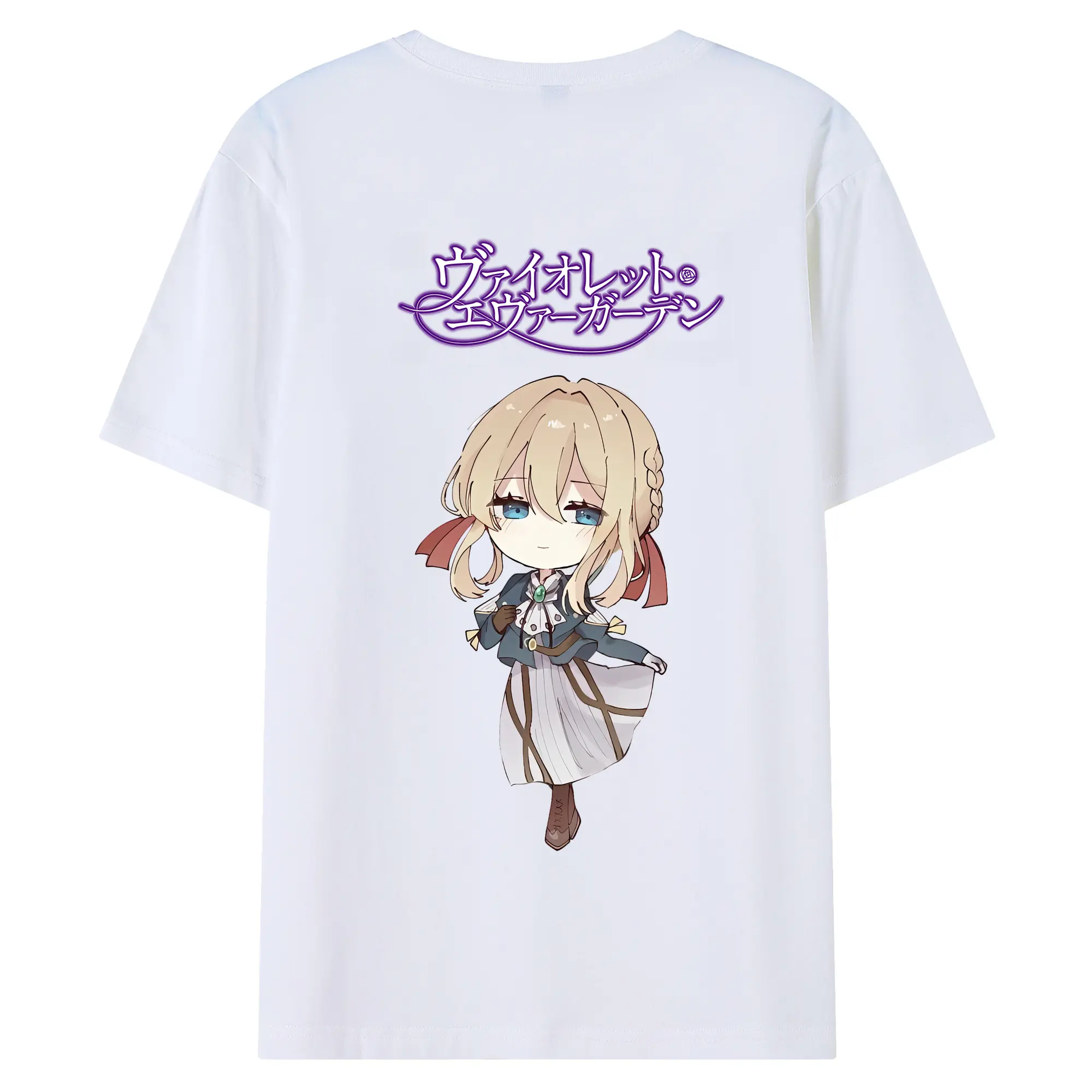 ヴァイオレット・エヴァーガーデン グッズ,ヴァイオレット・エヴァーガーデン - 綿100％ 半袖Tシャツ ・ バックプリント ・ 快適 通気性 ・ 日常使い 散歩 スポーツ用