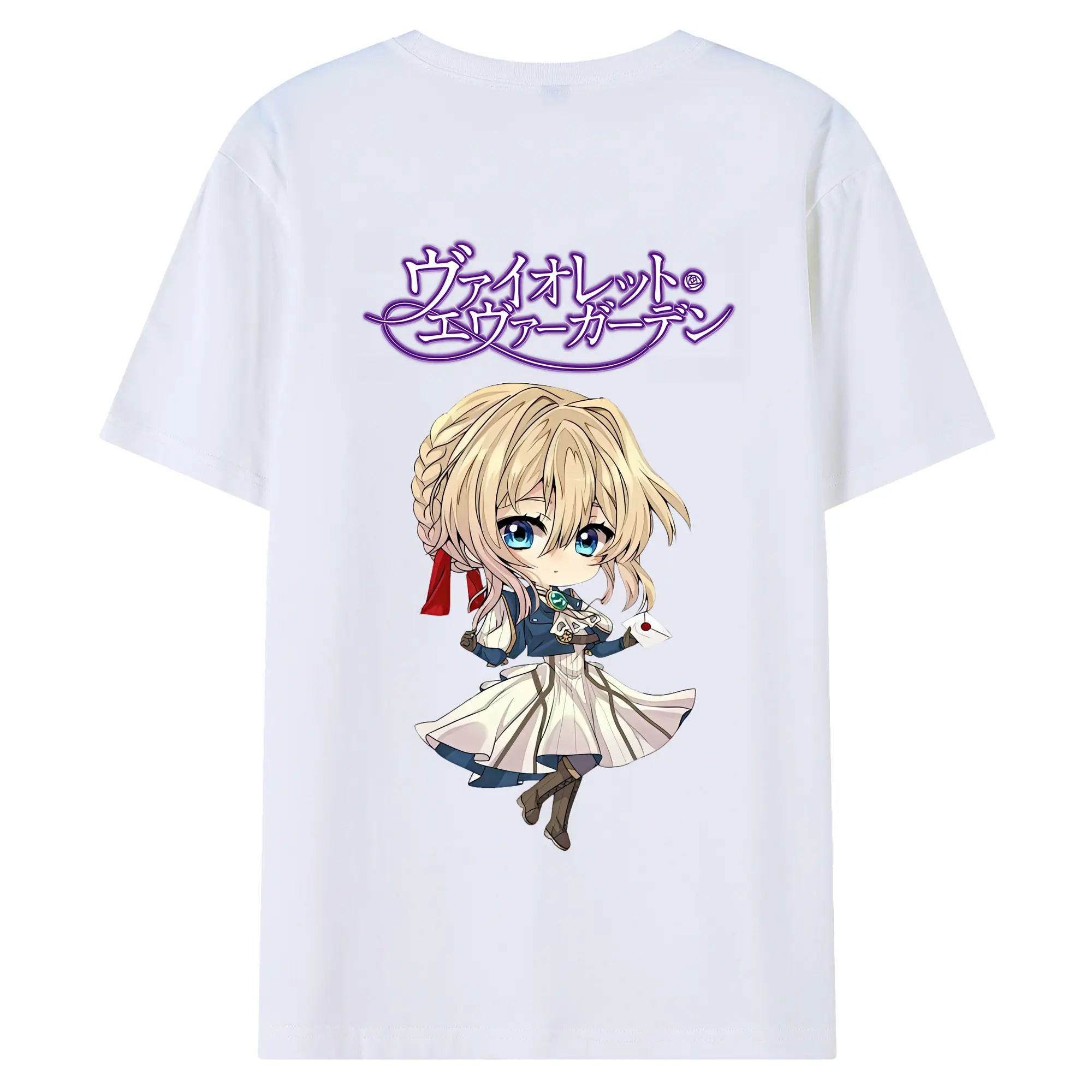 ヴァイオレット・エヴァーガーデン グッズ,ヴァイオレット・エヴァーガーデン - 綿100％ 半袖Tシャツ ・ バックプリント ・ 快適 通気性 ・ 日常使い 散歩 スポーツ用
