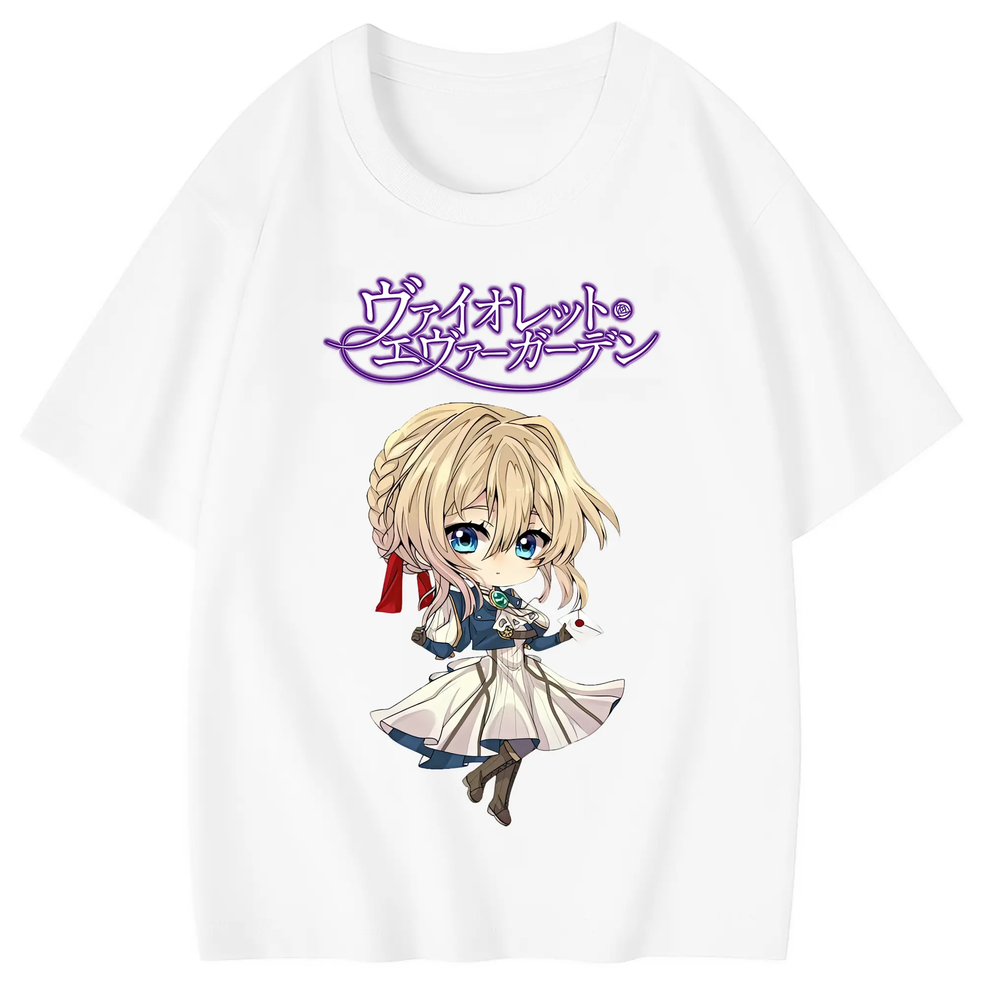 ヴァイオレット・エヴァーガーデン グッズ,ヴァイオレット・エヴァーガーデン - 綿100％ キッズTシャツ ・ フロントプリント ・ 快適 通気性 ・ スポーツ カジュアル 散歩用