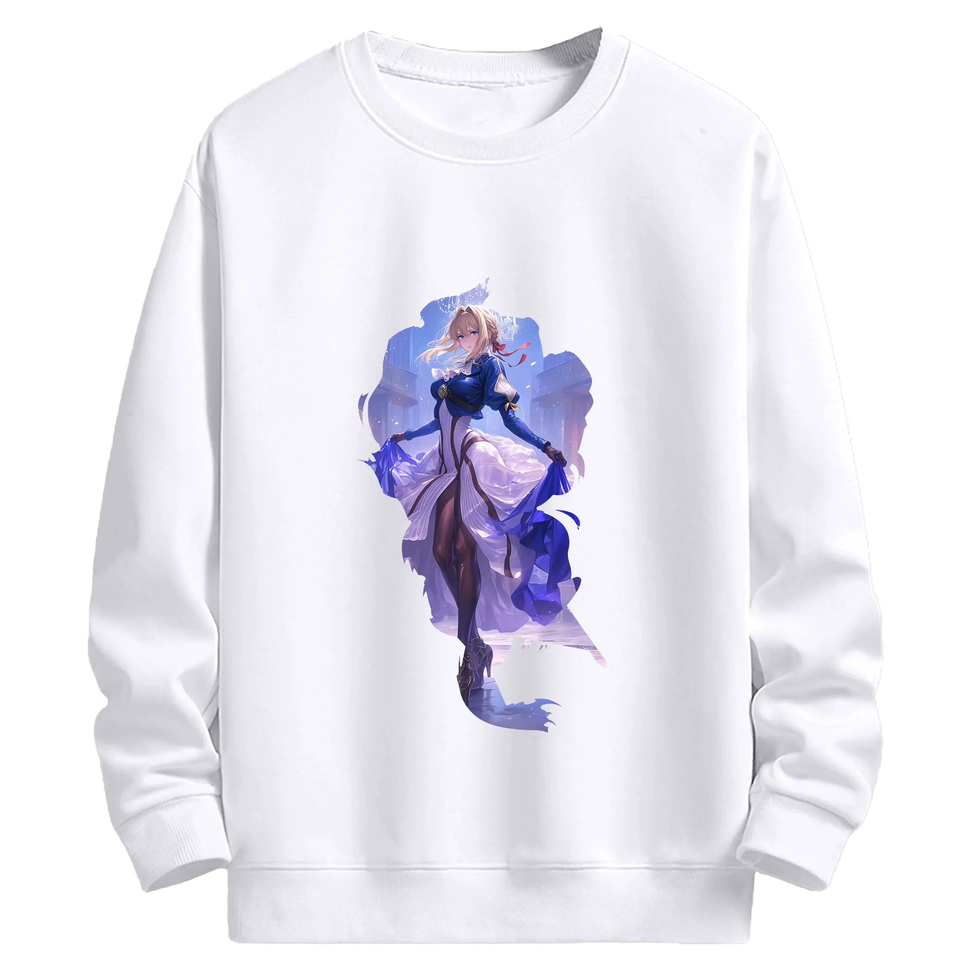 ヴァイオレット・エヴァーガーデン グッズ,ヴァイオレット・エヴァーガーデン - 高品質 クルーネック スウェット ・ コットン59％ ポリエステル41％ ・ ユニセックス 長袖 トレーナー ・ カジュアル デイリー スポーツ 散歩用