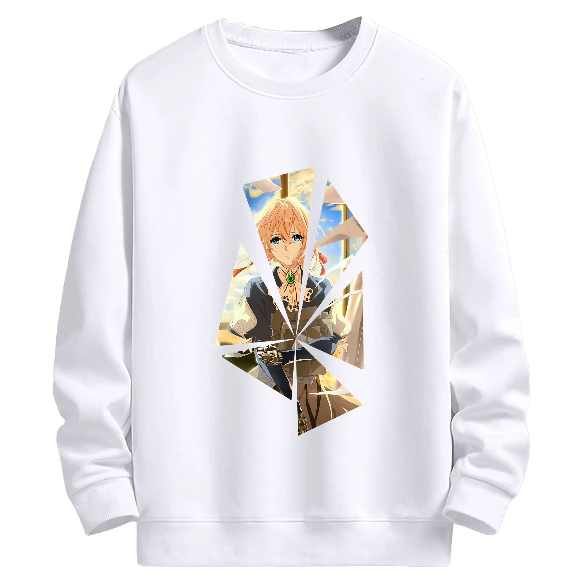 ヴァイオレット・エヴァーガーデン グッズ,ヴァイオレット・エヴァーガーデン - 高品質 クルーネック スウェット ・ コットン59％ ポリエステル41％ ・ ユニセックス 長袖 トレーナー ・ カジュアル デイリー スポーツ 散歩用