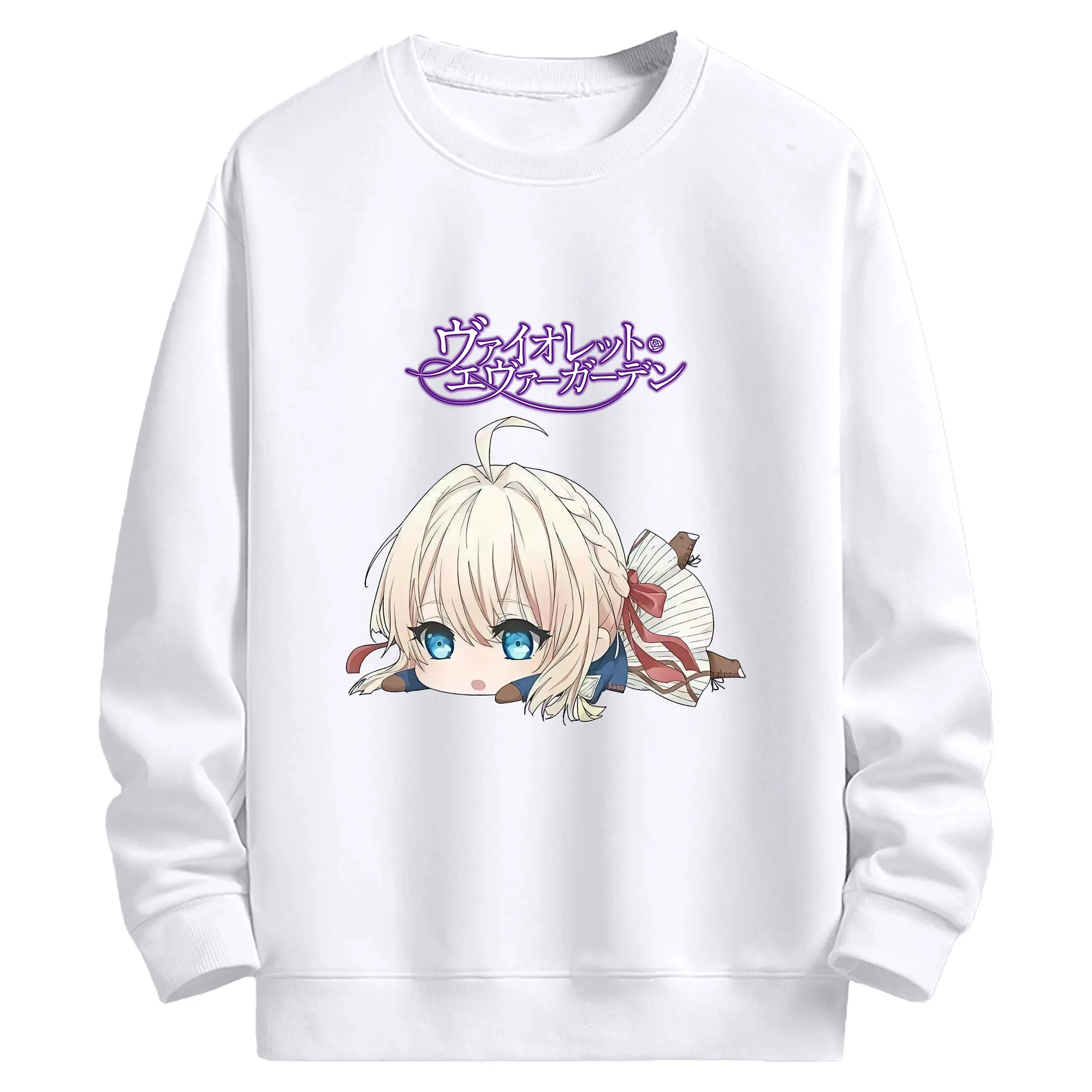 ヴァイオレット・エヴァーガーデン グッズ,ヴァイオレット・エヴァーガーデン - 高品質 クルーネック スウェット ・ コットン59％ ポリエステル41％ ・ ユニセックス 長袖 トレーナー ・ カジュアル デイリー スポーツ 散歩用