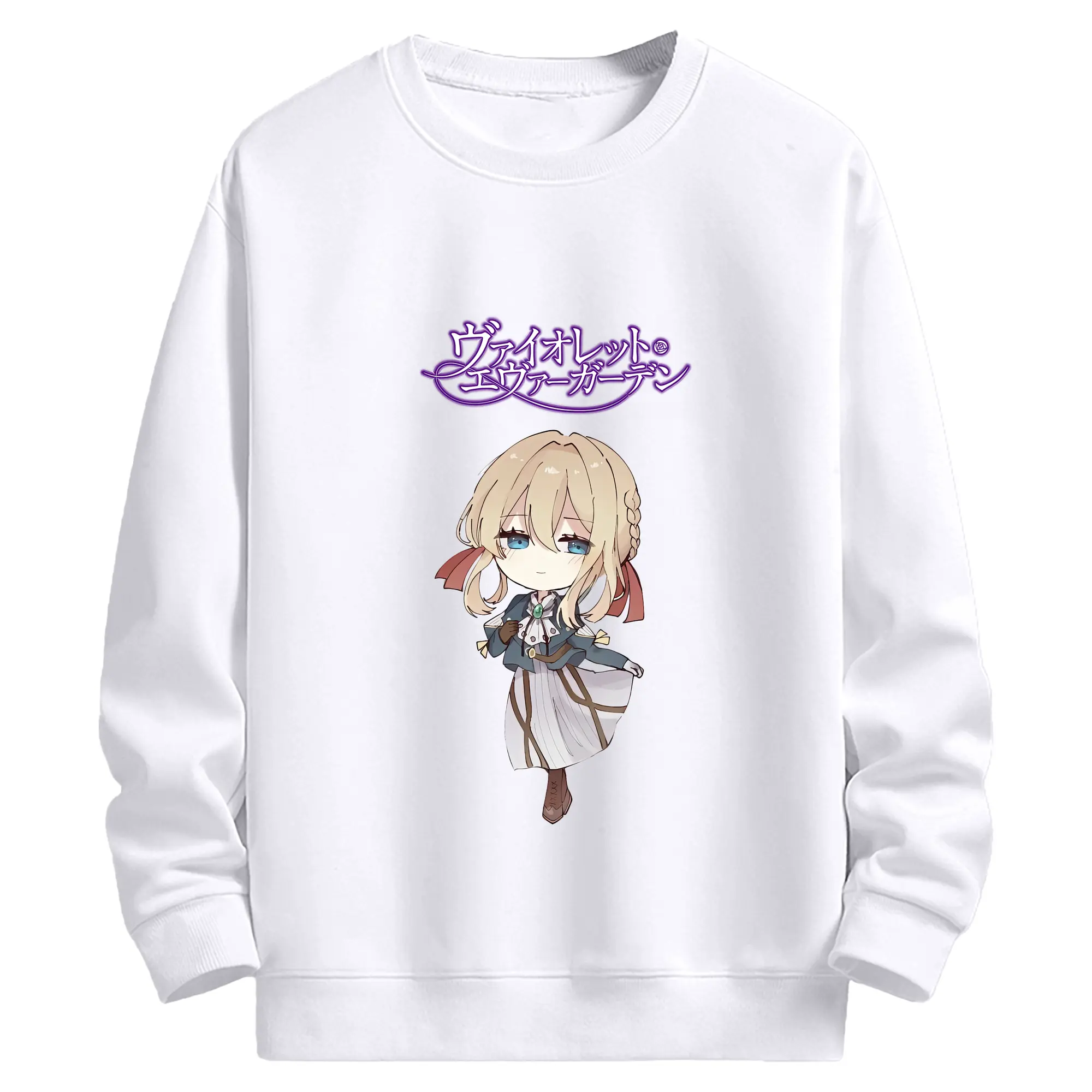 ヴァイオレット・エヴァーガーデン グッズ,ヴァイオレット・エヴァーガーデン - 高品質 クルーネック スウェット ・ コットン59％ ポリエステル41％ ・ ユニセックス 長袖 トレーナー ・ カジュアル デイリー スポーツ 散歩用