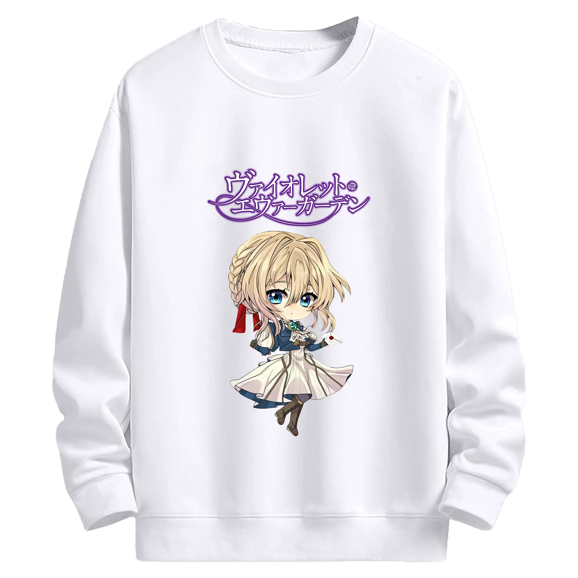 ヴァイオレット・エヴァーガーデン グッズ,ヴァイオレット・エヴァーガーデン - 高品質 クルーネック スウェット ・ コットン59％ ポリエステル41％ ・ ユニセックス 長袖 トレーナー ・ カジュアル デイリー スポーツ 散歩用