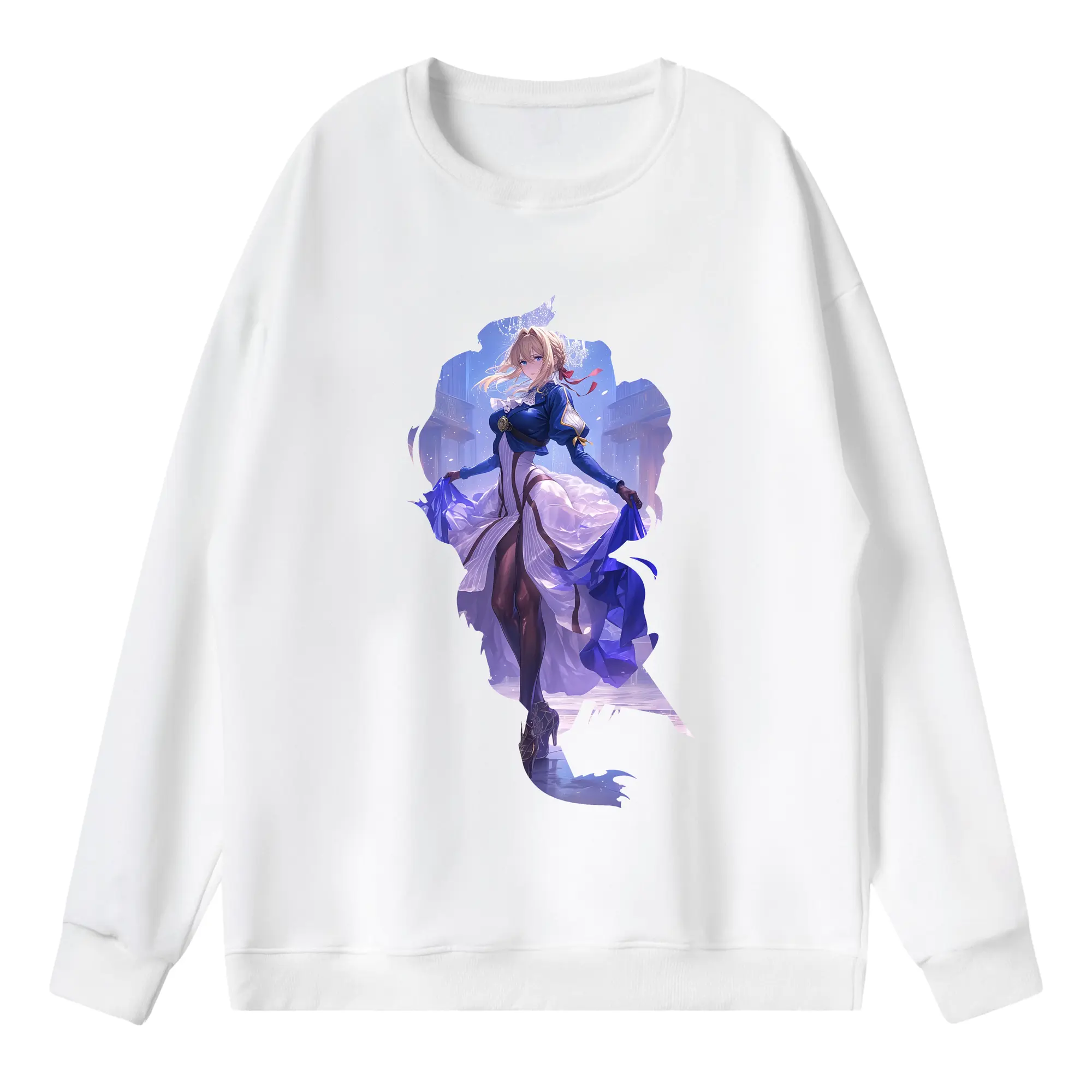 ヴァイオレット・エヴァーガーデン グッズ,ヴァイオレット・エヴァーガーデン - 薄手 クルーネック スウェット 裏毛260g · ポリエステル 春秋向け カジュアル 男女兼用 · トレーナー デイリー スポーツ 散歩に最適