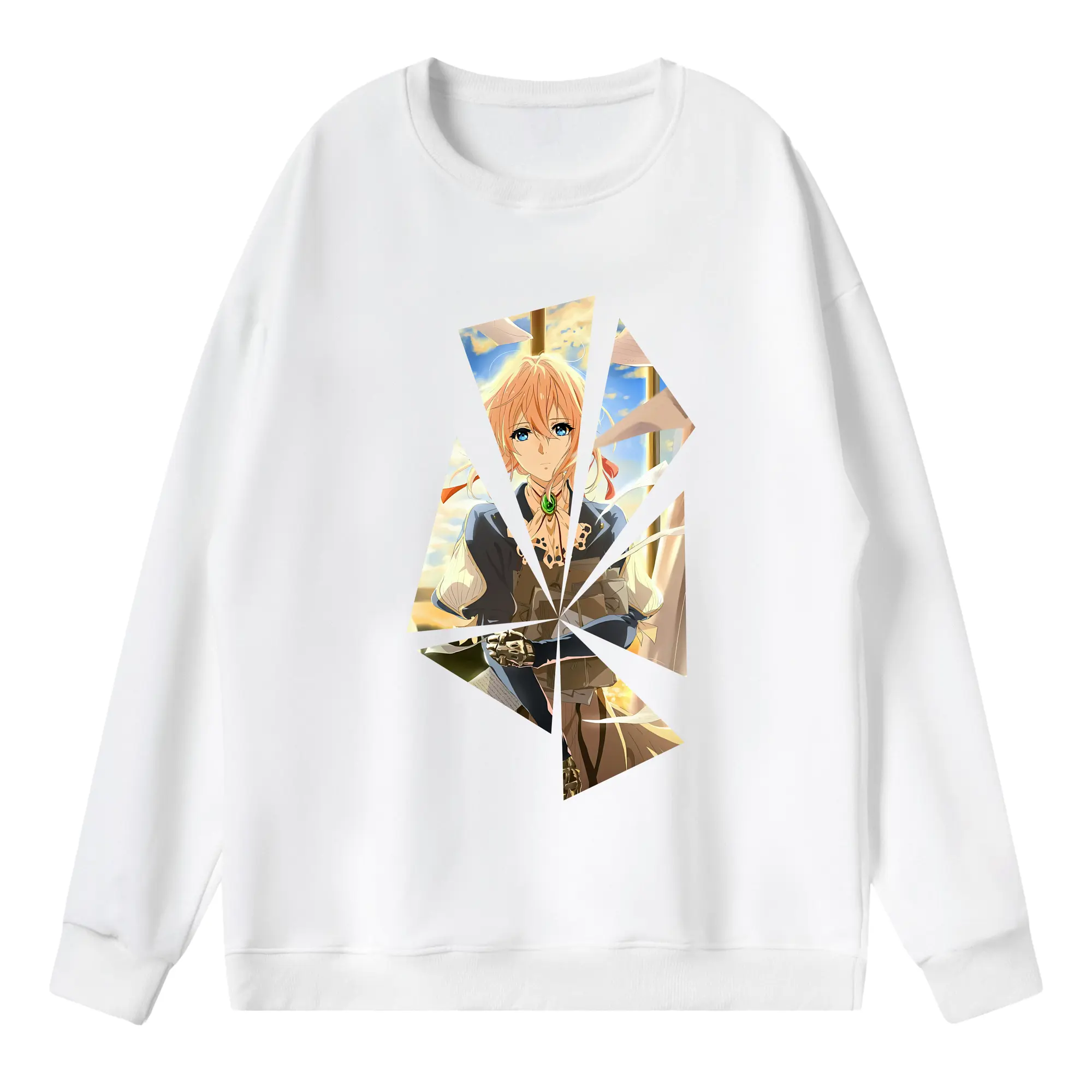 ヴァイオレット・エヴァーガーデン グッズ,ヴァイオレット・エヴァーガーデン - 薄手 クルーネック スウェット 裏毛260g · ポリエステル 春秋向け カジュアル 男女兼用 · トレーナー デイリー スポーツ 散歩に最適