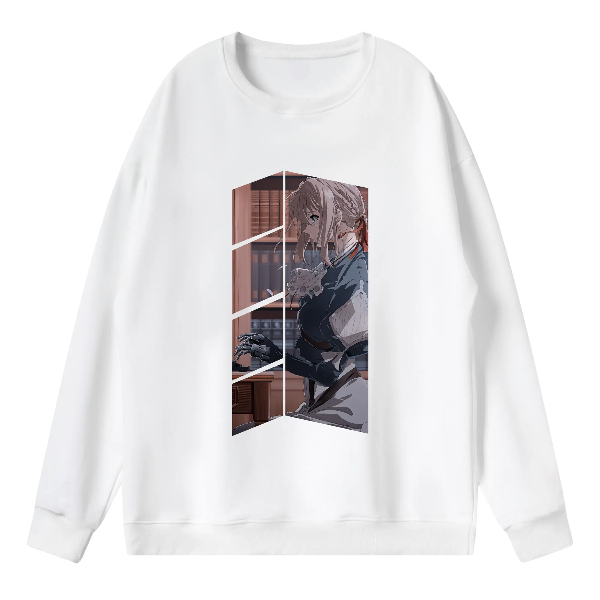 ヴァイオレット・エヴァーガーデン グッズ,ヴァイオレット・エヴァーガーデン - 薄手 クルーネック スウェット 裏毛260g · ポリエステル 春秋向け カジュアル 男女兼用 · トレーナー デイリー スポーツ 散歩に最適