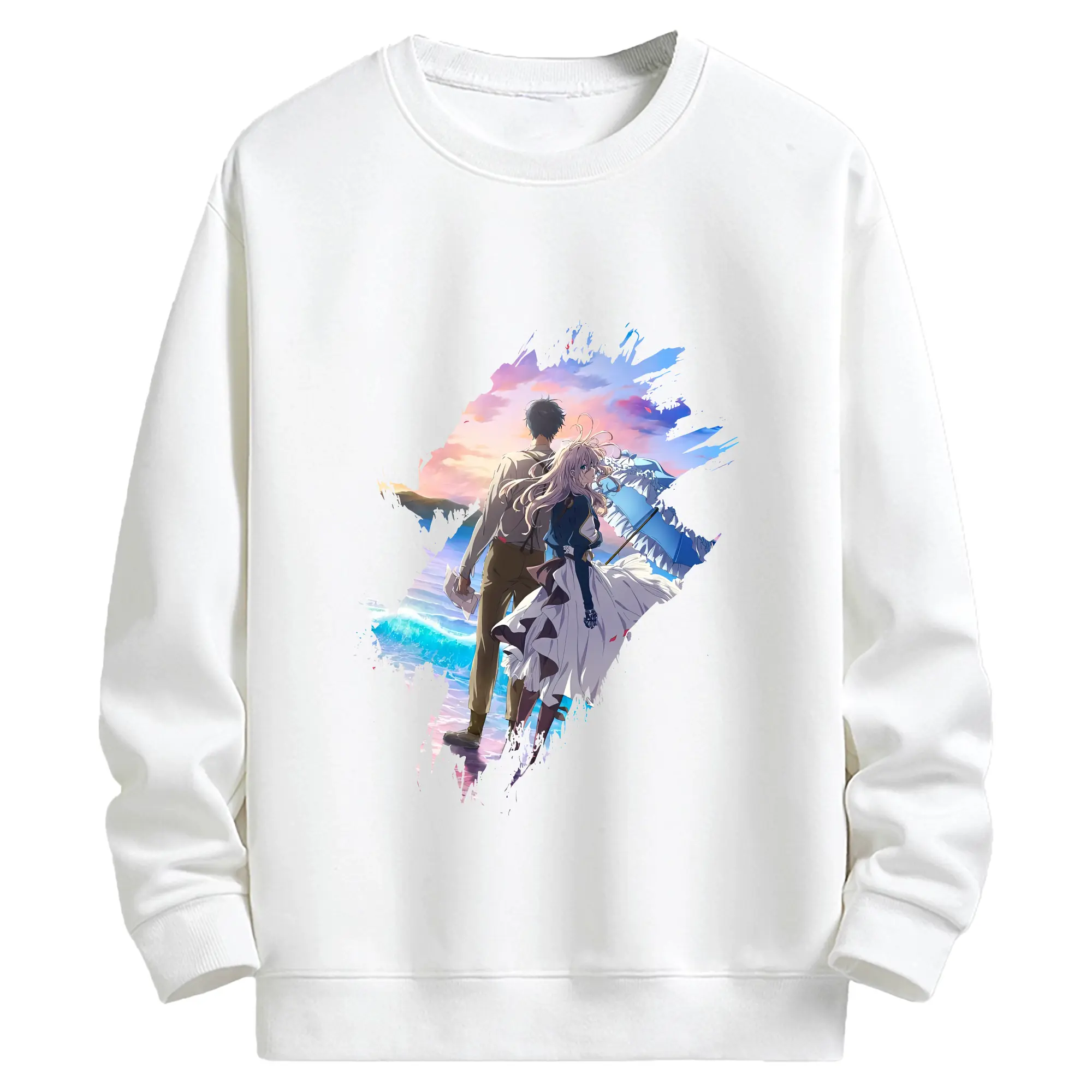 ヴァイオレット・エヴァーガーデン グッズ,ヴァイオレット・エヴァーガーデン - キッズ クルーネックスウェットシャツ ・ フロントプリント ・ 綿80％ ポリエステル20％ ・ 快適 通学 スポーツ 日常使い お散歩用