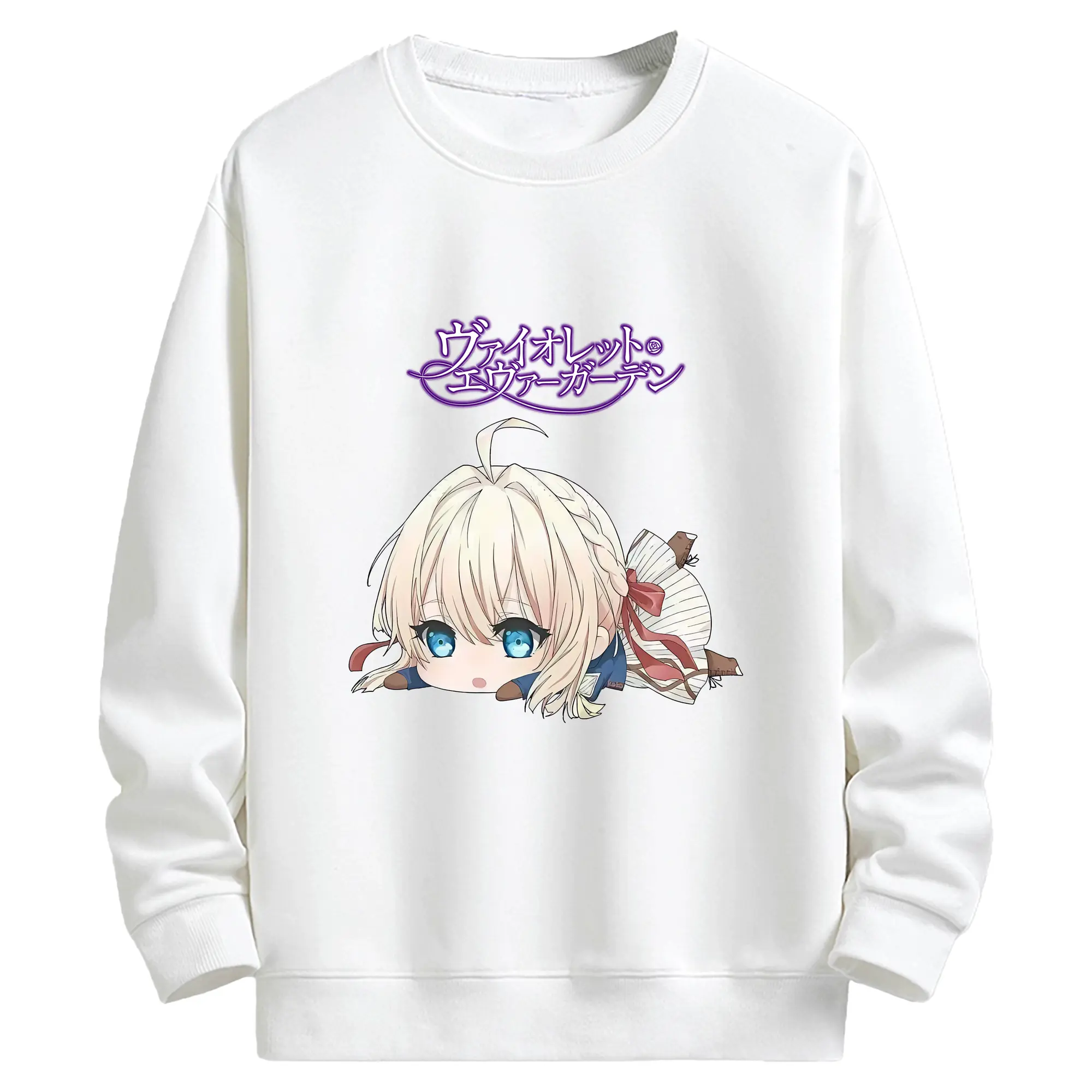 ヴァイオレット・エヴァーガーデン グッズ,ヴァイオレット・エヴァーガーデン - キッズ クルーネックスウェットシャツ ・ フロントプリント ・ 綿80％ ポリエステル20％ ・ 快適 通学 スポーツ 日常使い お散歩用