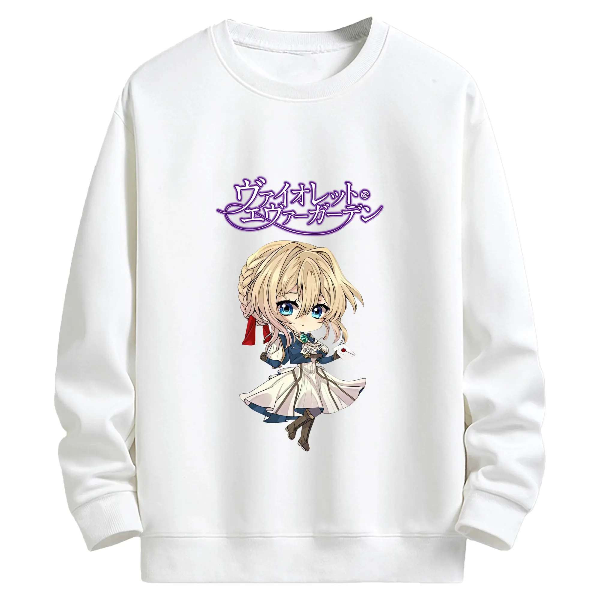 ヴァイオレット・エヴァーガーデン グッズ,ヴァイオレット・エヴァーガーデン - キッズ クルーネックスウェットシャツ ・ フロントプリント ・ 綿80％ ポリエステル20％ ・ 快適 通学 スポーツ 日常使い お散歩用