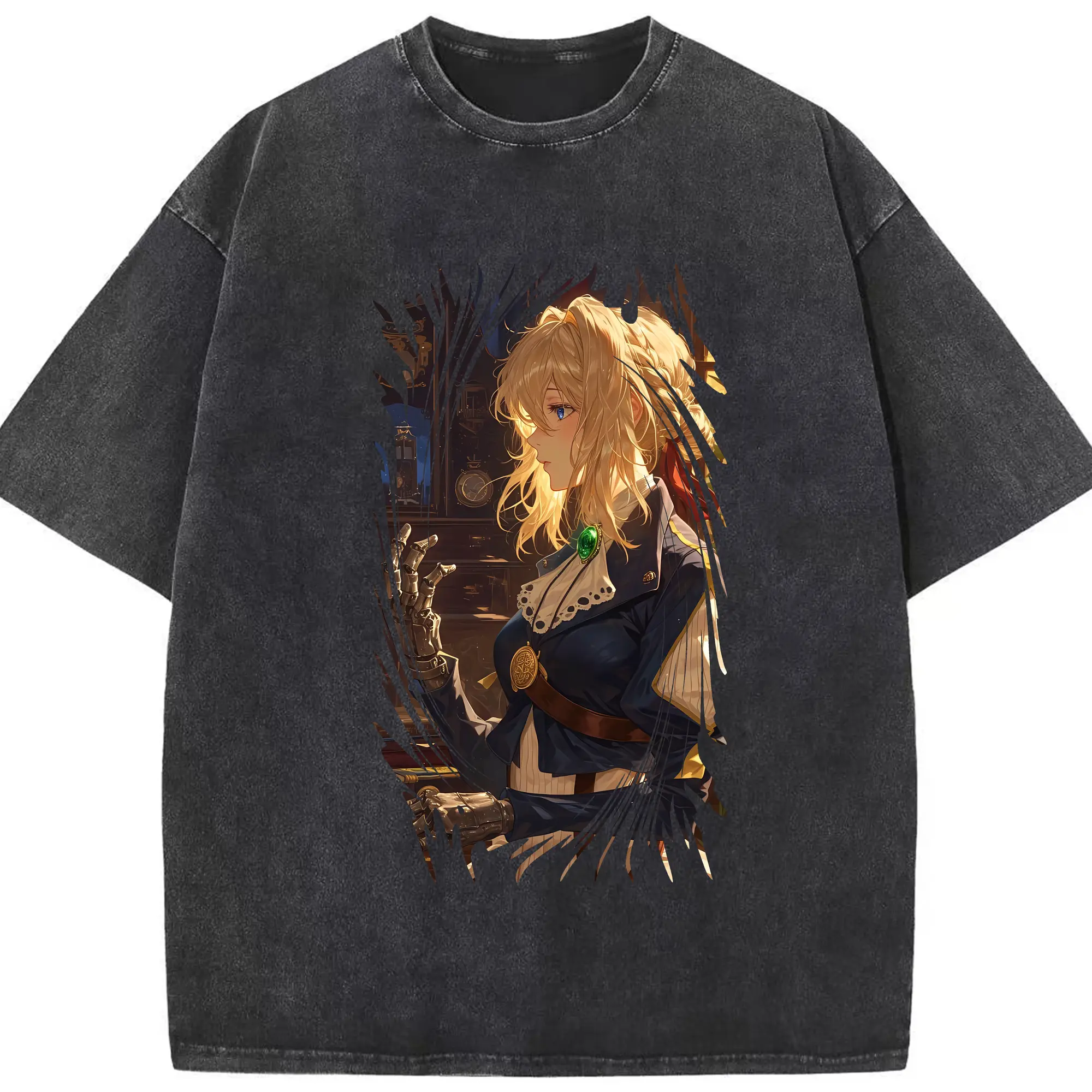 ヴァイオレット・エヴァーガーデン グッズ,ヴァイオレット・エヴァーガーデン - 綿100％ ヴィンテージ風 半袖Tシャツ ・ フロントプリント ・ 柔らか肌触り ・ 通気性 快適 ・ スポーツ カジュアル 外出用