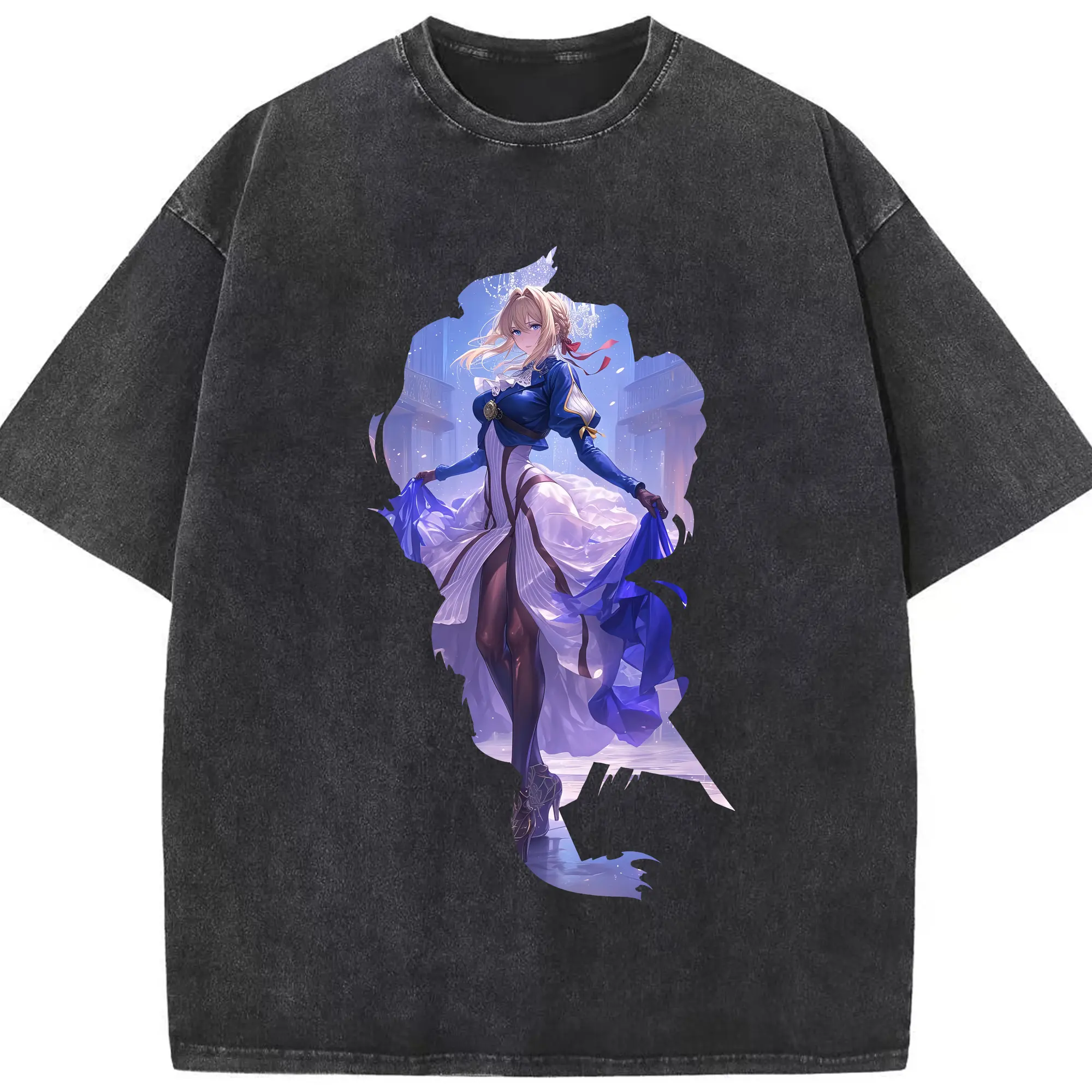 ヴァイオレット・エヴァーガーデン グッズ,ヴァイオレット・エヴァーガーデン - 綿100％ ヴィンテージ風 半袖Tシャツ ・ フロントプリント ・ 柔らか肌触り ・ 通気性 快適 ・ スポーツ カジュアル 外出用