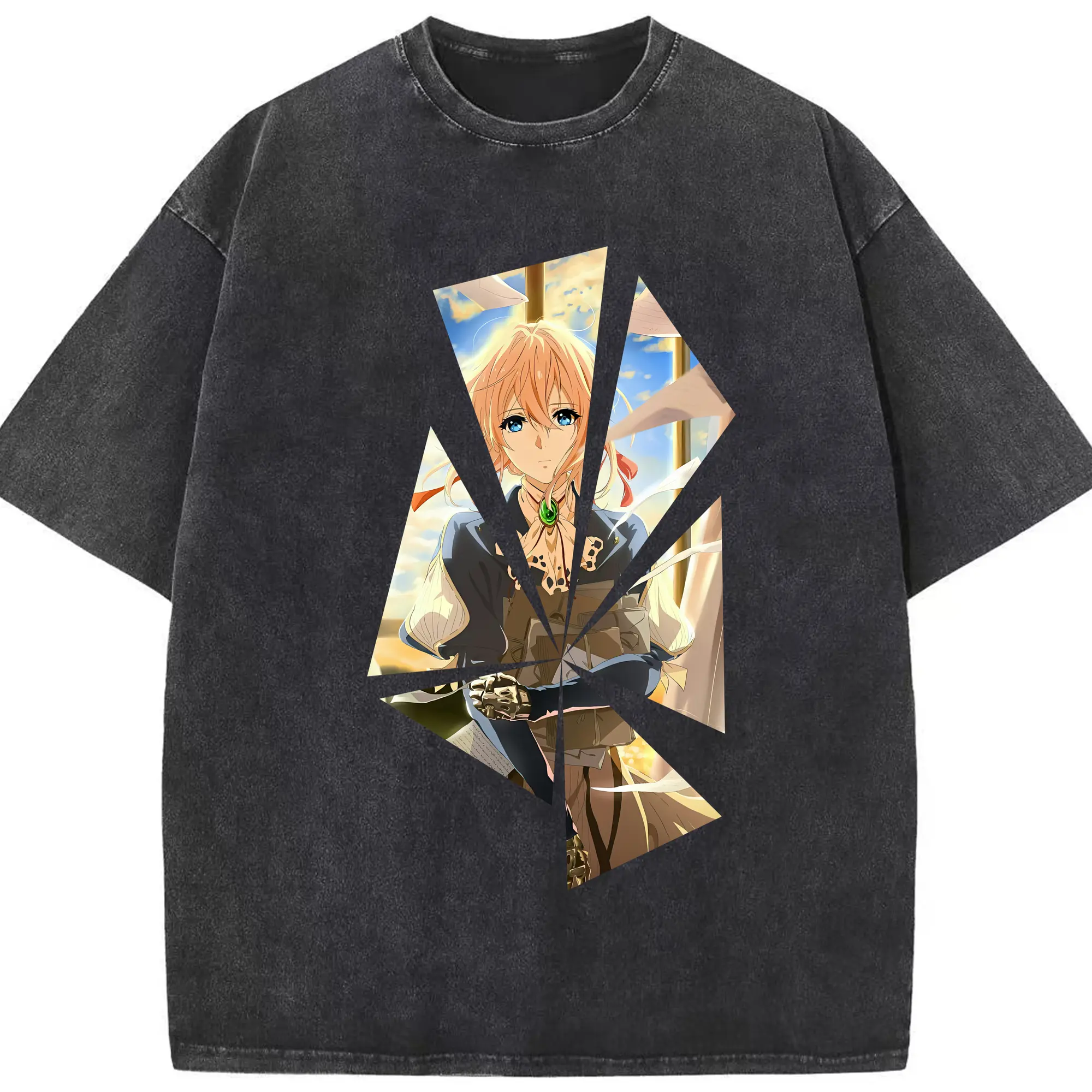 ヴァイオレット・エヴァーガーデン グッズ,ヴァイオレット・エヴァーガーデン - 綿100％ ヴィンテージ風 半袖Tシャツ ・ フロントプリント ・ 柔らか肌触り ・ 通気性 快適 ・ スポーツ カジュアル 外出用