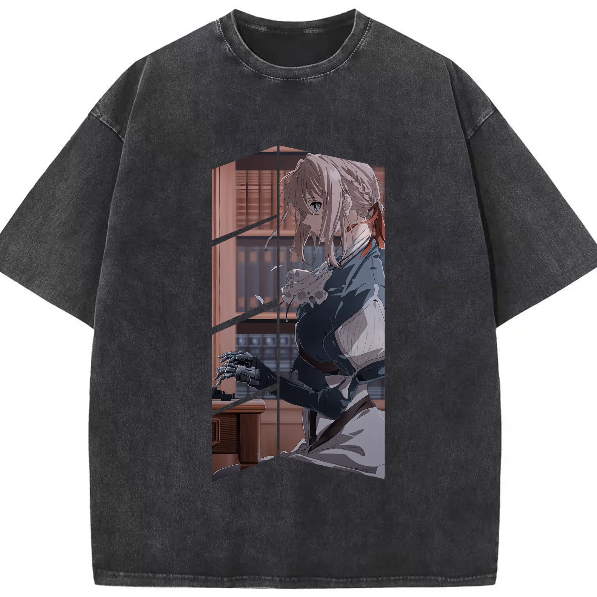 ヴァイオレット・エヴァーガーデン グッズ,ヴァイオレット・エヴァーガーデン - 綿100％ ヴィンテージ風 半袖Tシャツ ・ フロントプリント ・ 柔らか肌触り ・ 通気性 快適 ・ スポーツ カジュアル 外出用