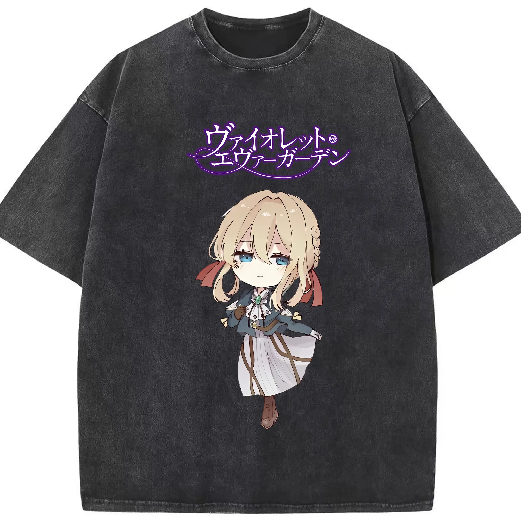 ヴァイオレット・エヴァーガーデン グッズ,ヴァイオレット・エヴァーガーデン - 綿100％ ヴィンテージ風 半袖Tシャツ ・ フロントプリント ・ 柔らか肌触り ・ 通気性 快適 ・ スポーツ カジュアル 外出用