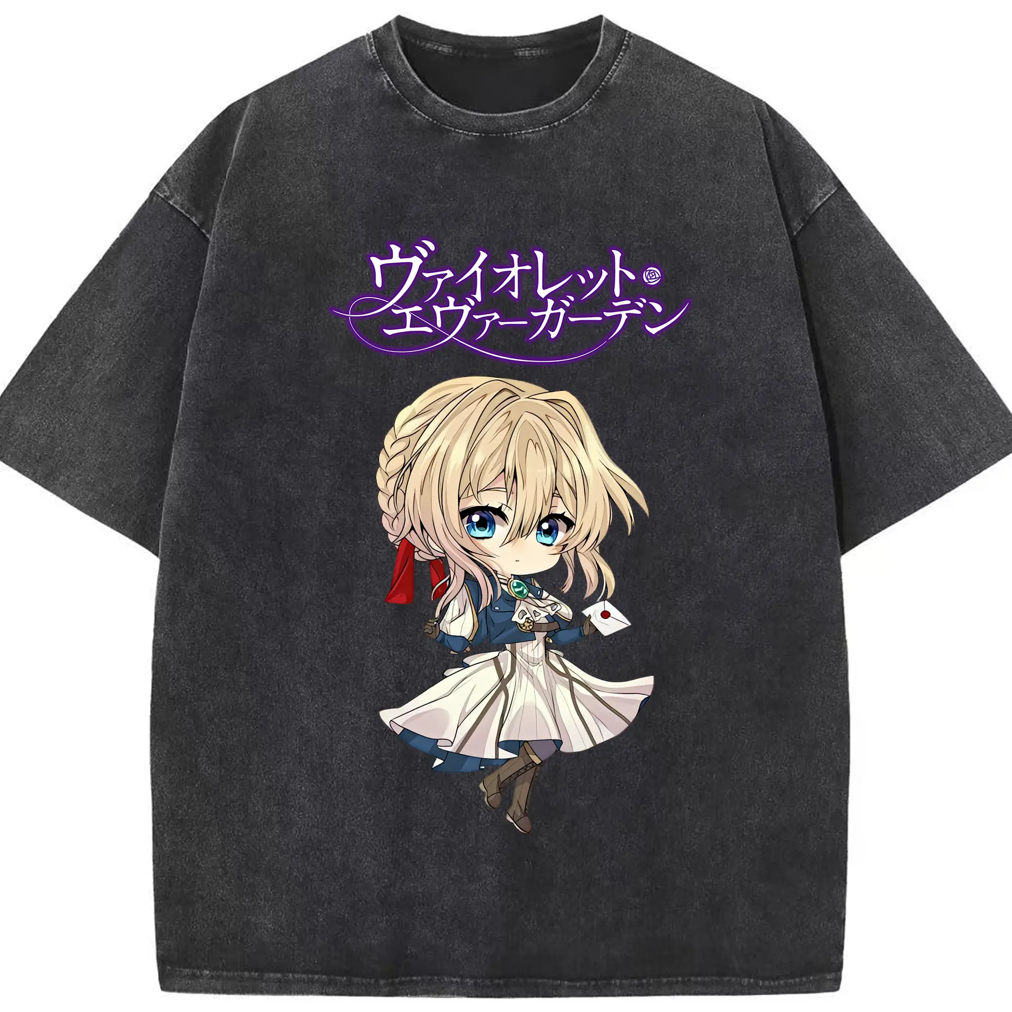 ヴァイオレット・エヴァーガーデン グッズ,ヴァイオレット・エヴァーガーデン - 綿100％ ヴィンテージ風 半袖Tシャツ ・ フロントプリント ・ 柔らか肌触り ・ 通気性 快適 ・ スポーツ カジュアル 外出用