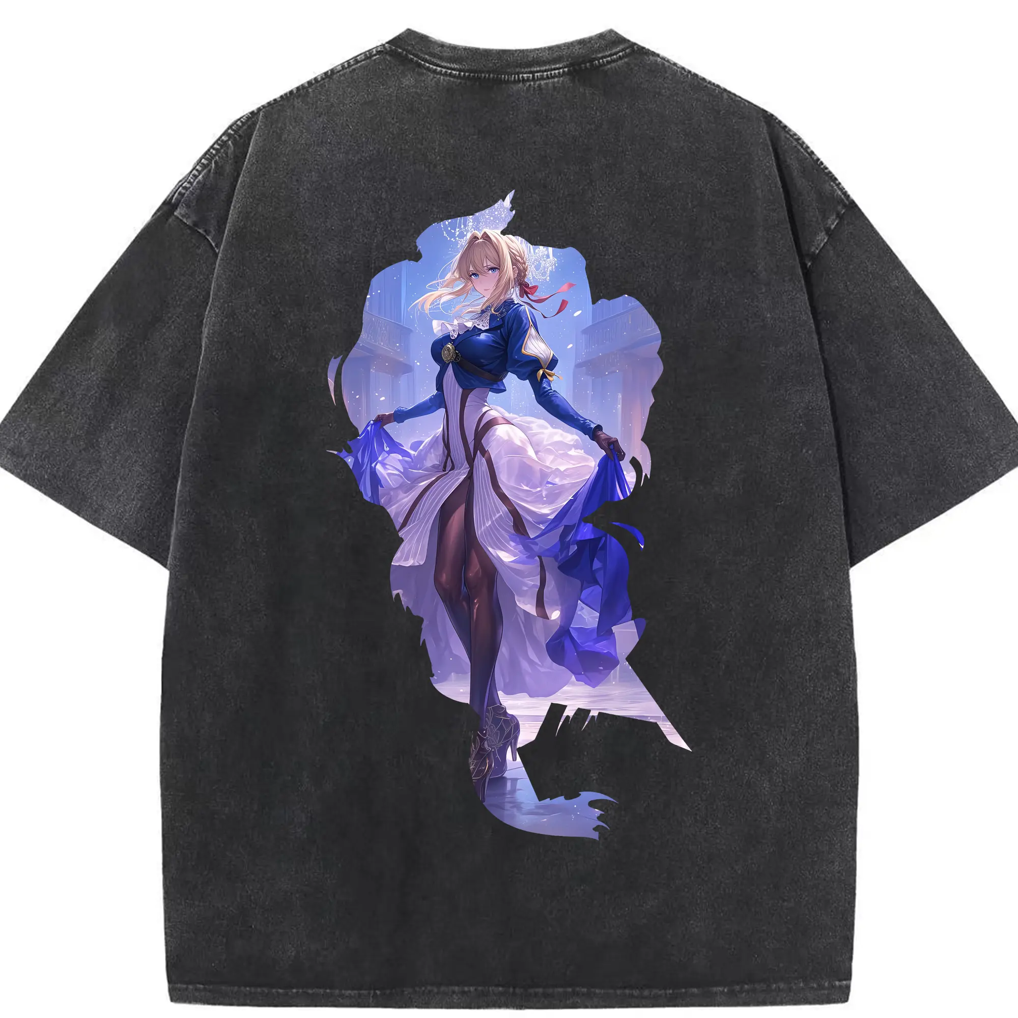 ヴァイオレット・エヴァーガーデン グッズ,ヴァイオレット・エヴァーガーデン - 綿100％ ヴィンテージ風 半袖Tシャツ ・ 背面プリント ・ 柔らか肌触り ・ 通気性 快適 ・ スポーツ カジュアル 外出用