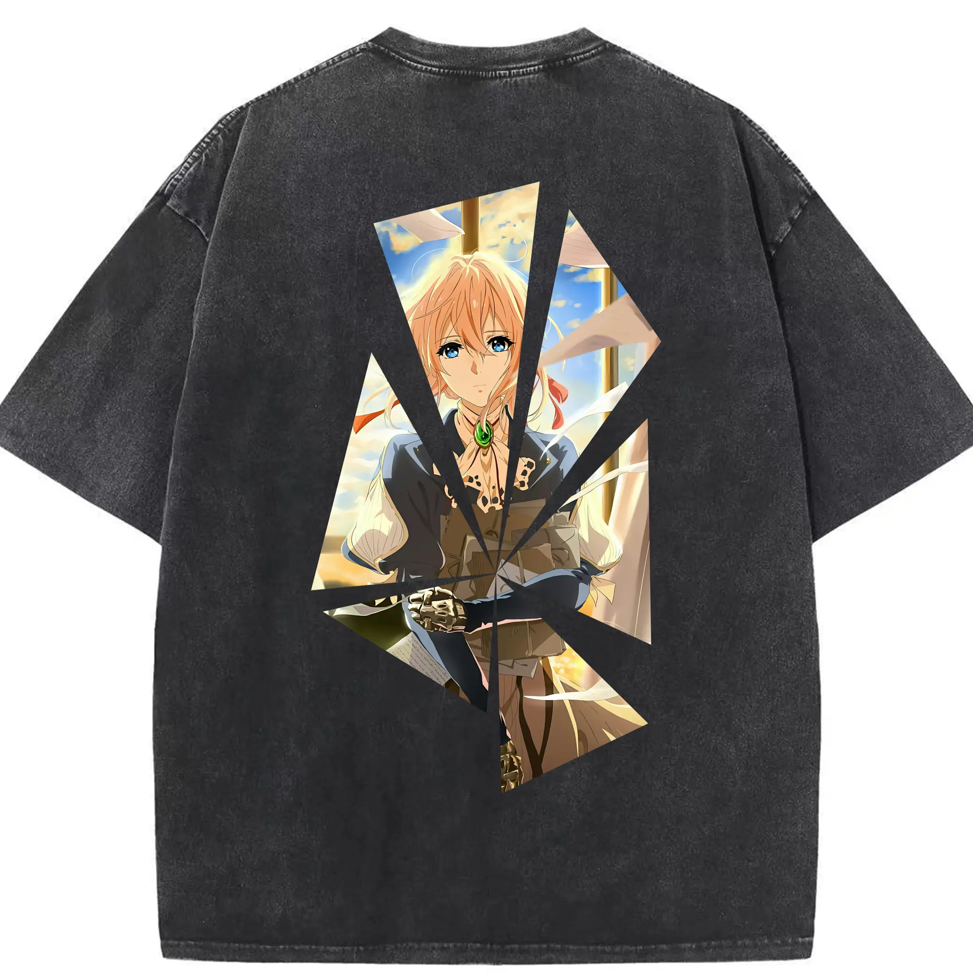 ヴァイオレット・エヴァーガーデン グッズ,ヴァイオレット・エヴァーガーデン - 綿100％ ヴィンテージ風 半袖Tシャツ ・ 背面プリント ・ 柔らか肌触り ・ 通気性 快適 ・ スポーツ カジュアル 外出用