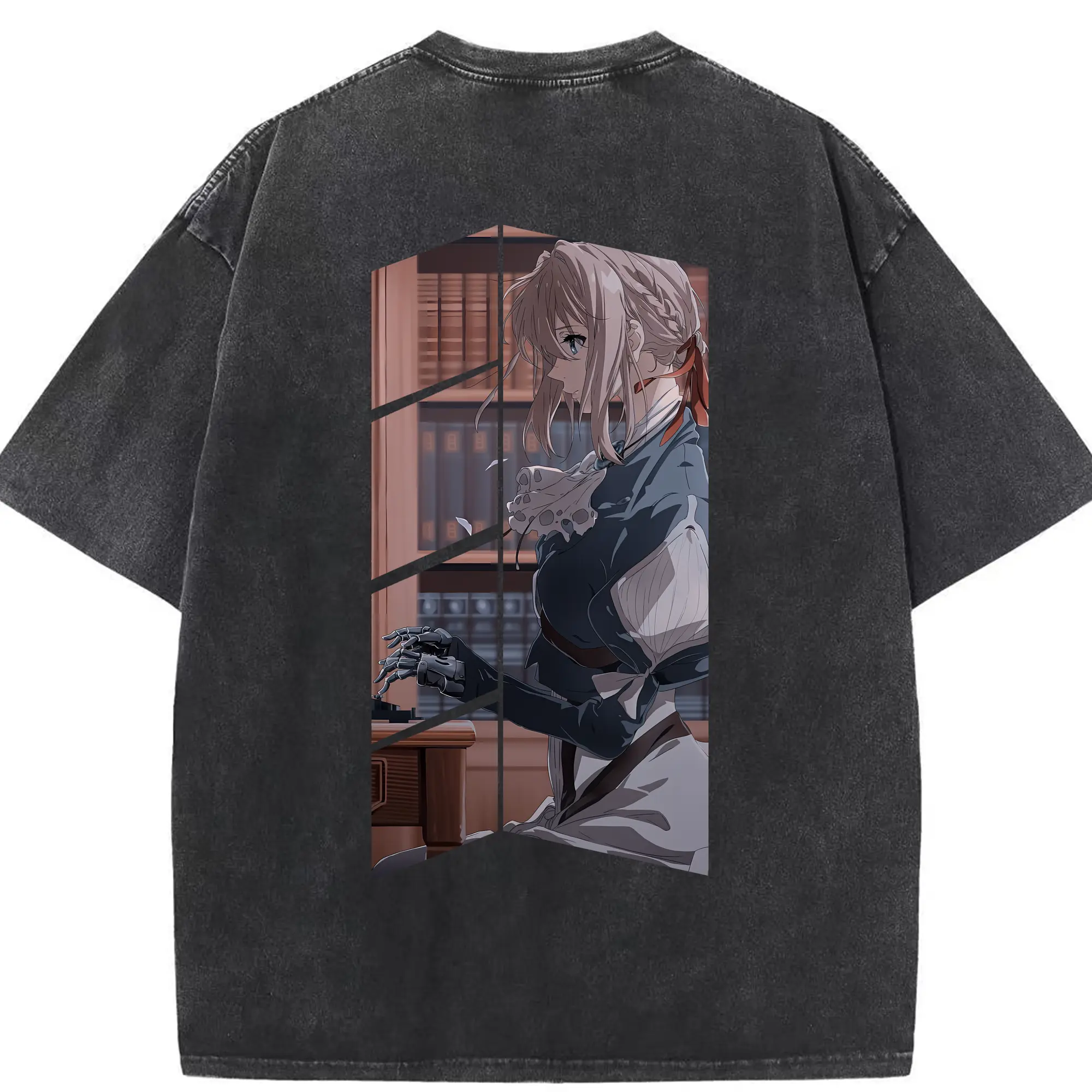 ヴァイオレット・エヴァーガーデン グッズ,ヴァイオレット・エヴァーガーデン - 綿100％ ヴィンテージ風 半袖Tシャツ ・ 背面プリント ・ 柔らか肌触り ・ 通気性 快適 ・ スポーツ カジュアル 外出用