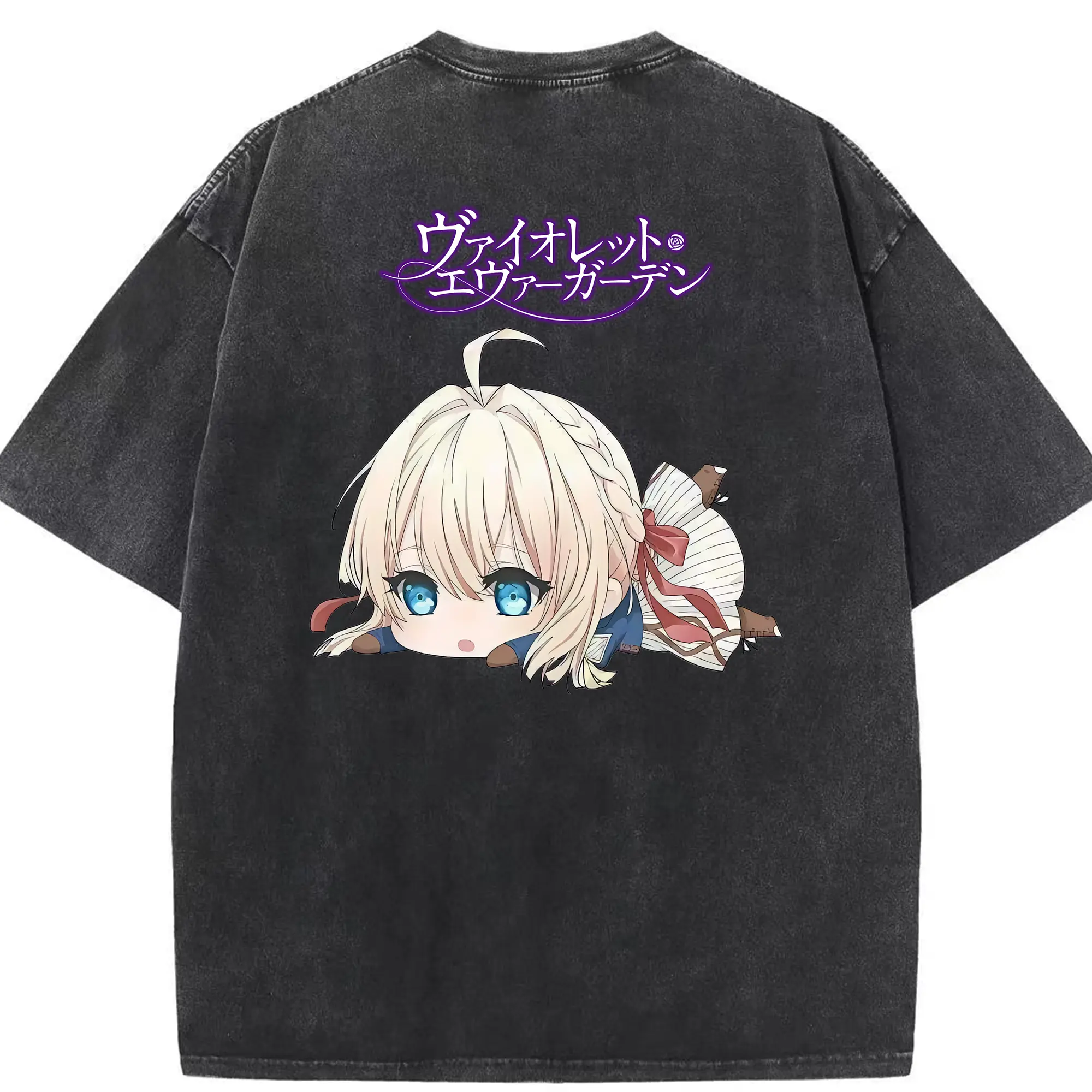 ヴァイオレット・エヴァーガーデン グッズ,ヴァイオレット・エヴァーガーデン - 綿100％ ヴィンテージ風 半袖Tシャツ ・ 背面プリント ・ 柔らか肌触り ・ 通気性 快適 ・ スポーツ カジュアル 外出用