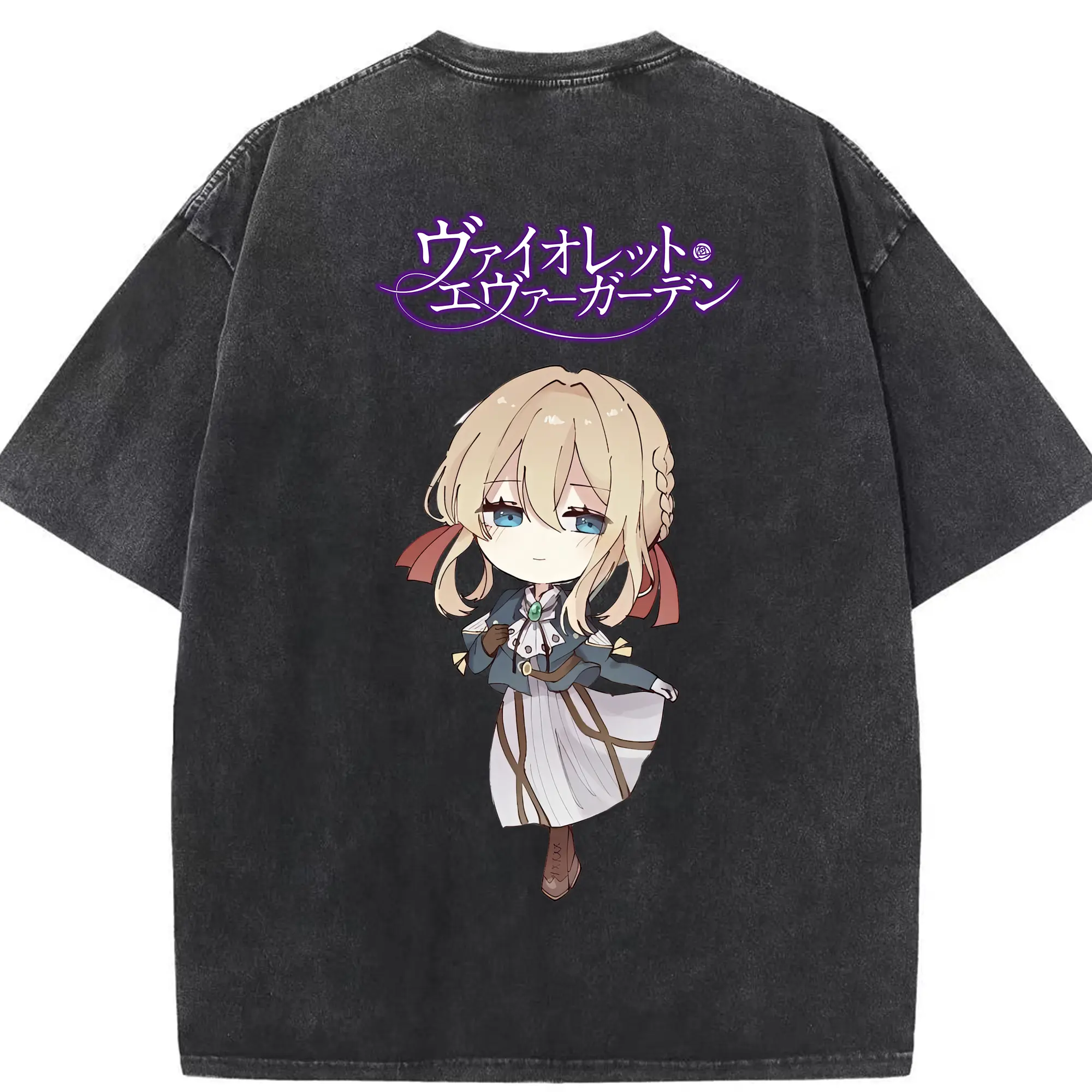 ヴァイオレット・エヴァーガーデン グッズ,ヴァイオレット・エヴァーガーデン - 綿100％ ヴィンテージ風 半袖Tシャツ ・ 背面プリント ・ 柔らか肌触り ・ 通気性 快適 ・ スポーツ カジュアル 外出用