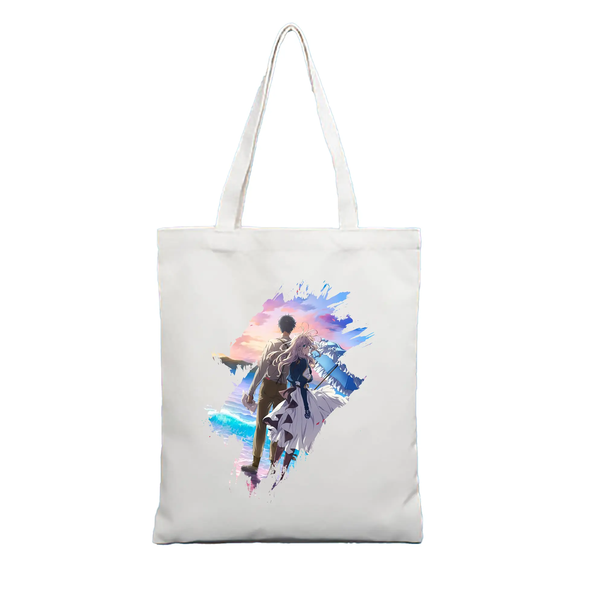 ヴァイオレット・エヴァーガーデン グッズ,ヴァイオレット・エヴァーガーデン - 縦型キャンバス手提げバッグ（トートバッグ） ・ キャンバス素材 ・ ショッピング用 ・ 軽量 丈夫 お手入れ簡単