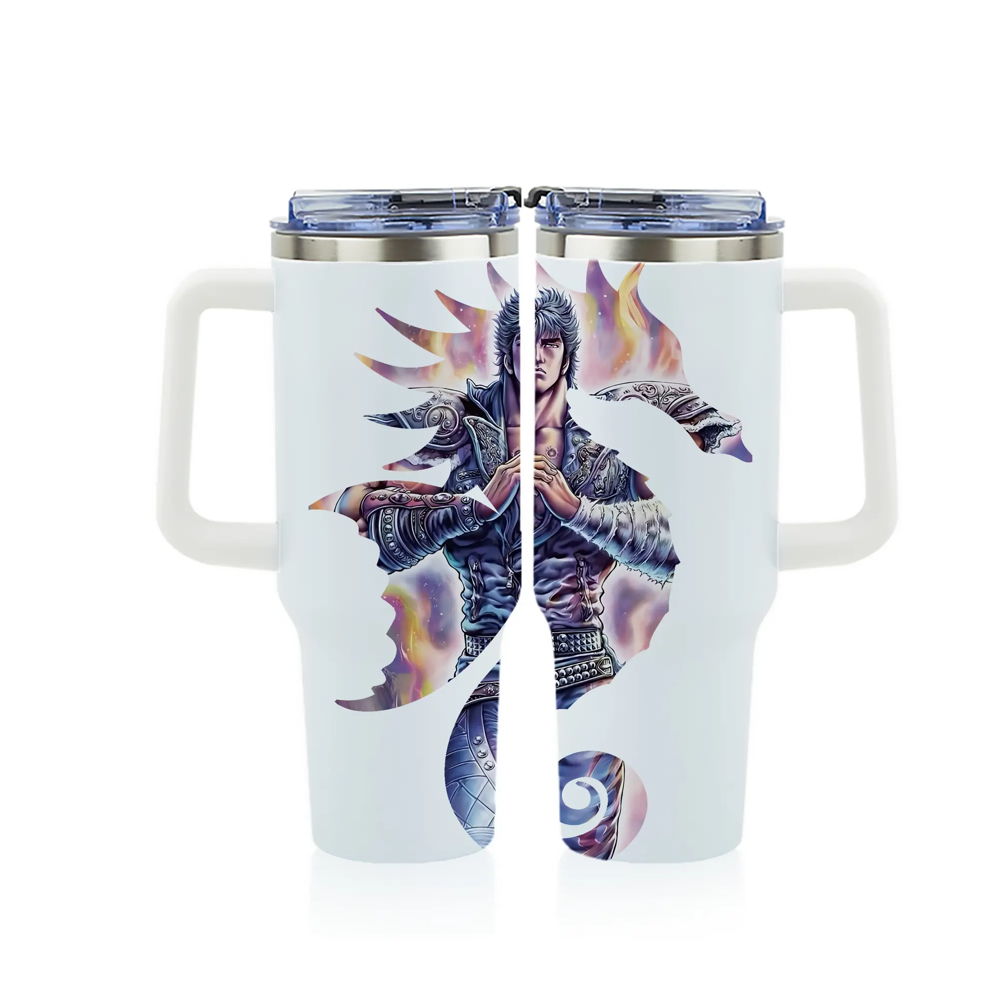 北斗の拳 グッズ,ケンシロウ - 1200mL フルプリント車用タンブラー ・ 304ステンレス 内側 ・ 201ステンレス 外側 ・ 保温 保冷 ・ 通勤 ドライブ アウトドア用