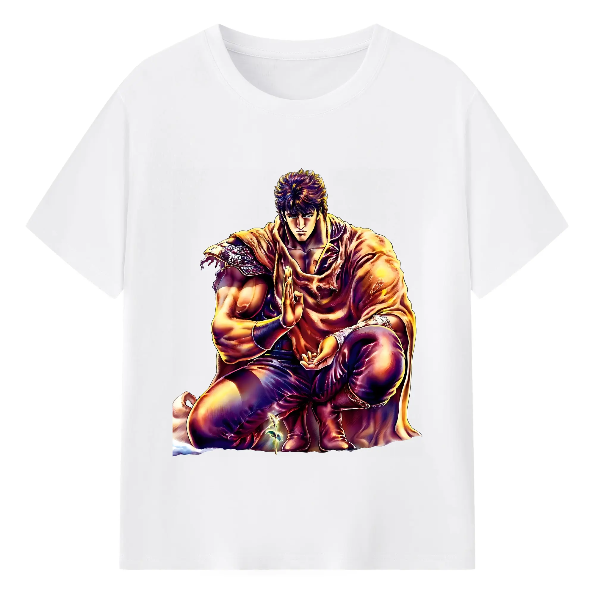 北斗の拳 グッズ,ケンシロウ - 綿100％ 半袖Tシャツ ・ フロントプリント ・ 快適 通気性 ・ 日常使い 散歩 スポーツ用