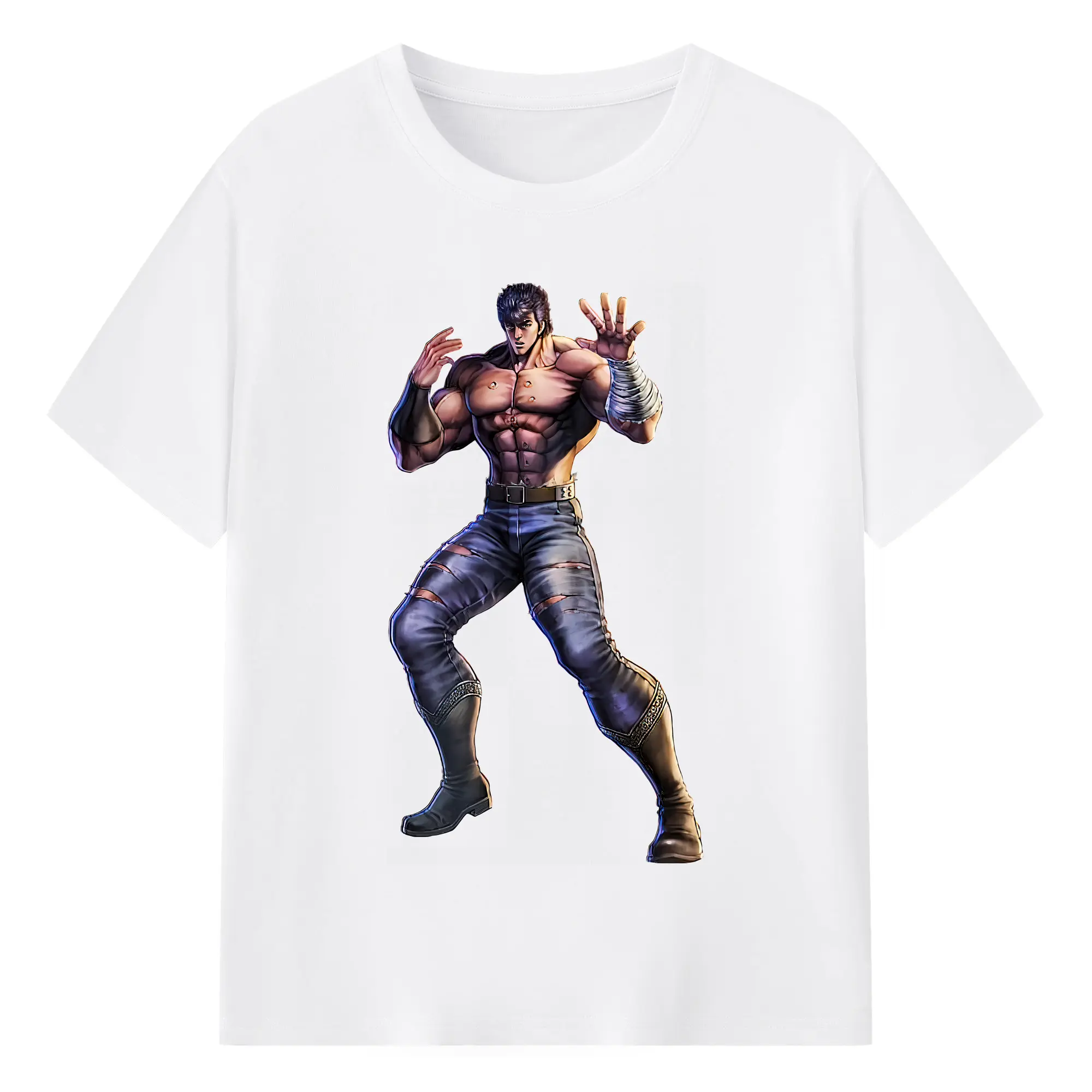 北斗の拳 グッズ,ケンシロウ - 綿100％ 半袖Tシャツ ・ フロントプリント ・ 快適 通気性 ・ 日常使い 散歩 スポーツ用
