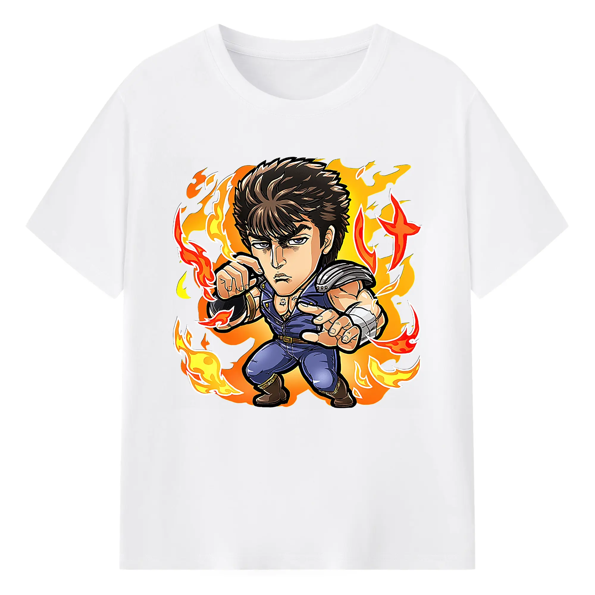 北斗の拳 グッズ,ケンシロウ - 綿100％ 半袖Tシャツ ・ フロントプリント ・ 快適 通気性 ・ 日常使い 散歩 スポーツ用