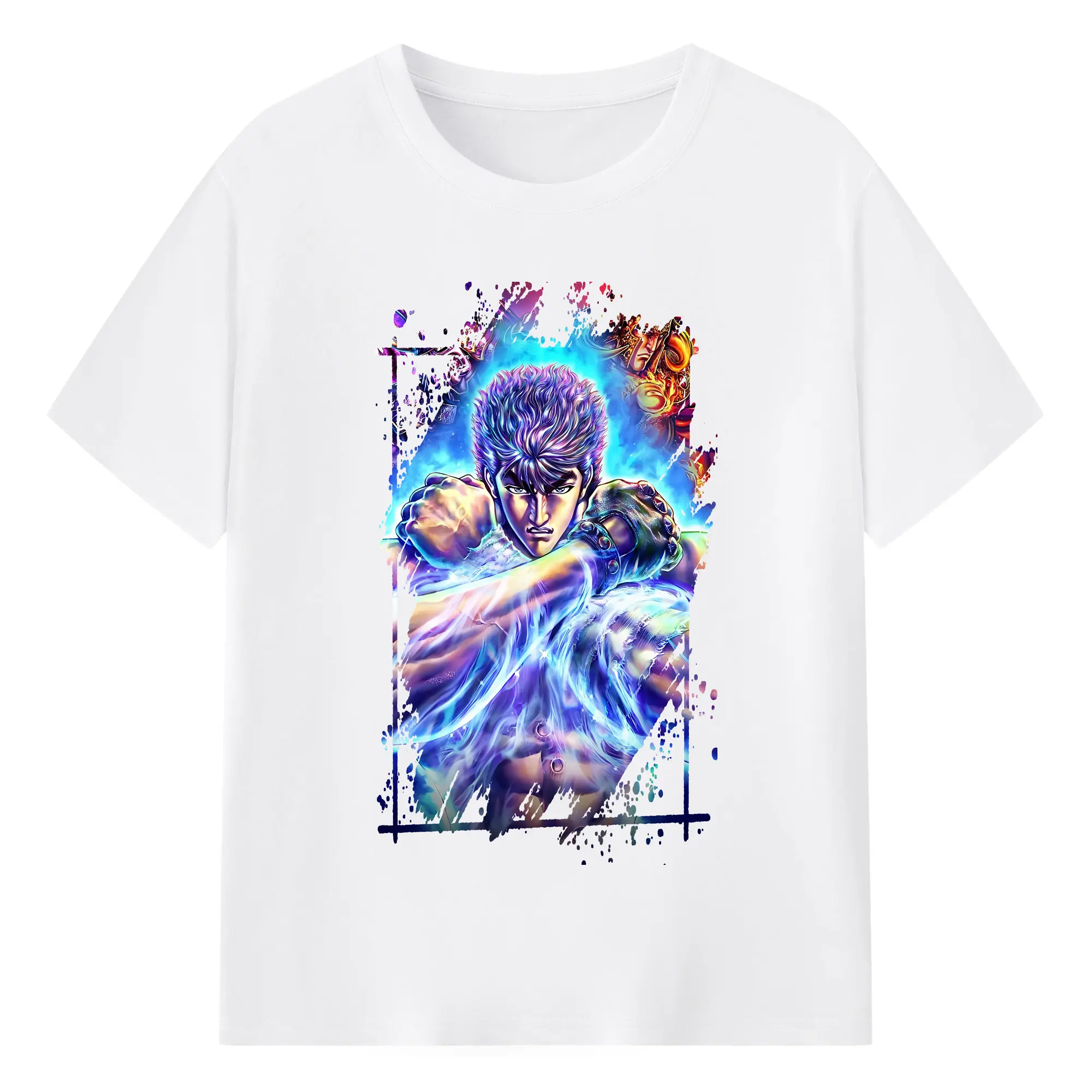 北斗の拳 グッズ,ケンシロウ - 綿100％ 半袖Tシャツ ・ フロントプリント ・ 快適 通気性 ・ 日常使い 散歩 スポーツ用
